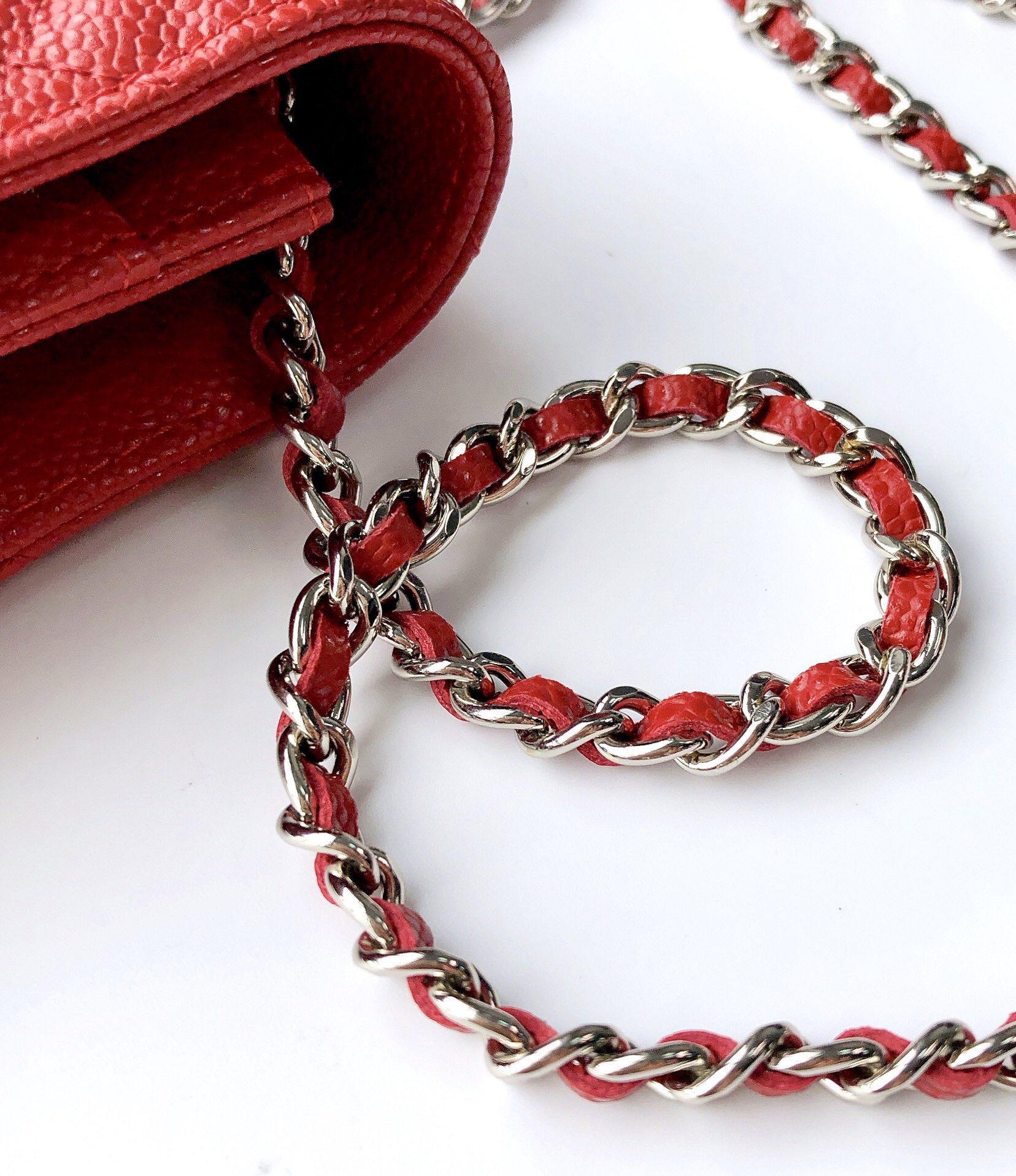Ch@nel Wallet On Chain-Silver Hardware-19*12*3.5CM