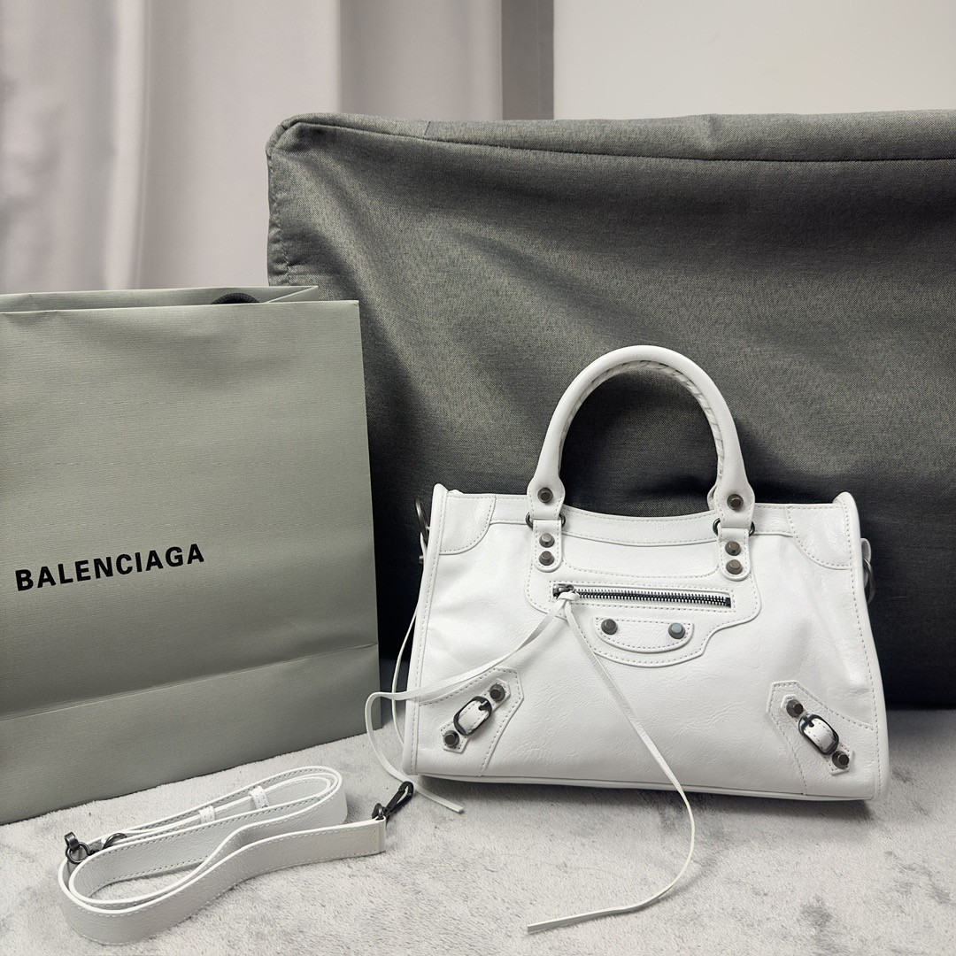 Balenciag Women''s Le City Bag in Optic White-30*20*11CM