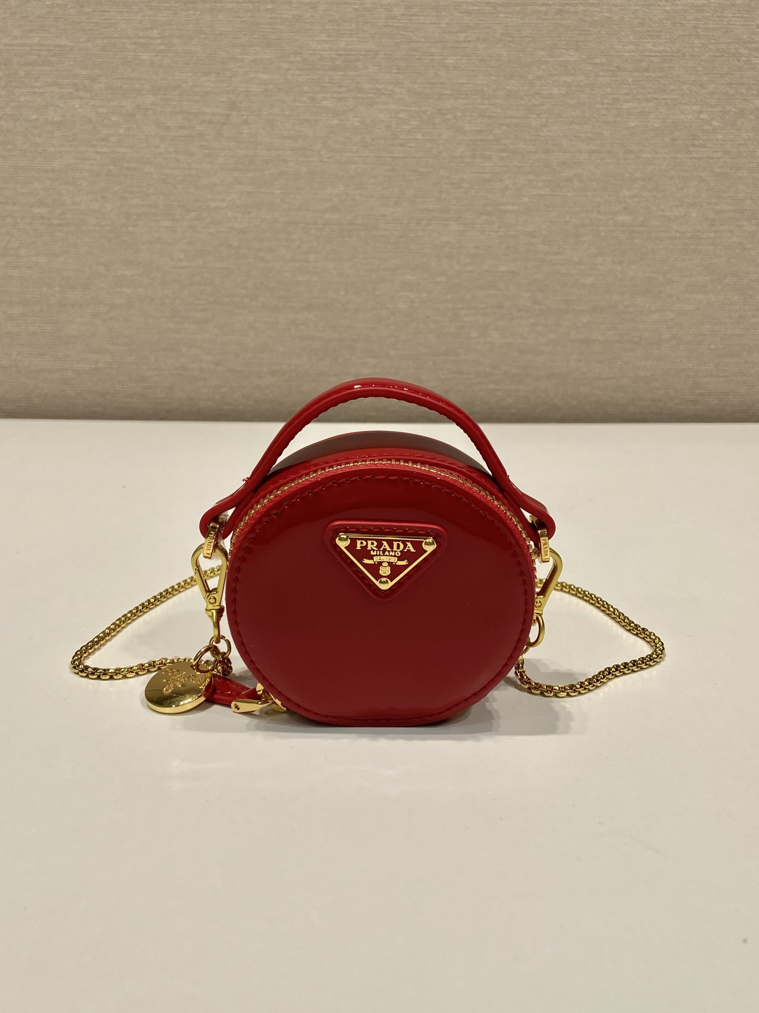 Pra*a 1nr023 mini round bag-8*8*3.5cm