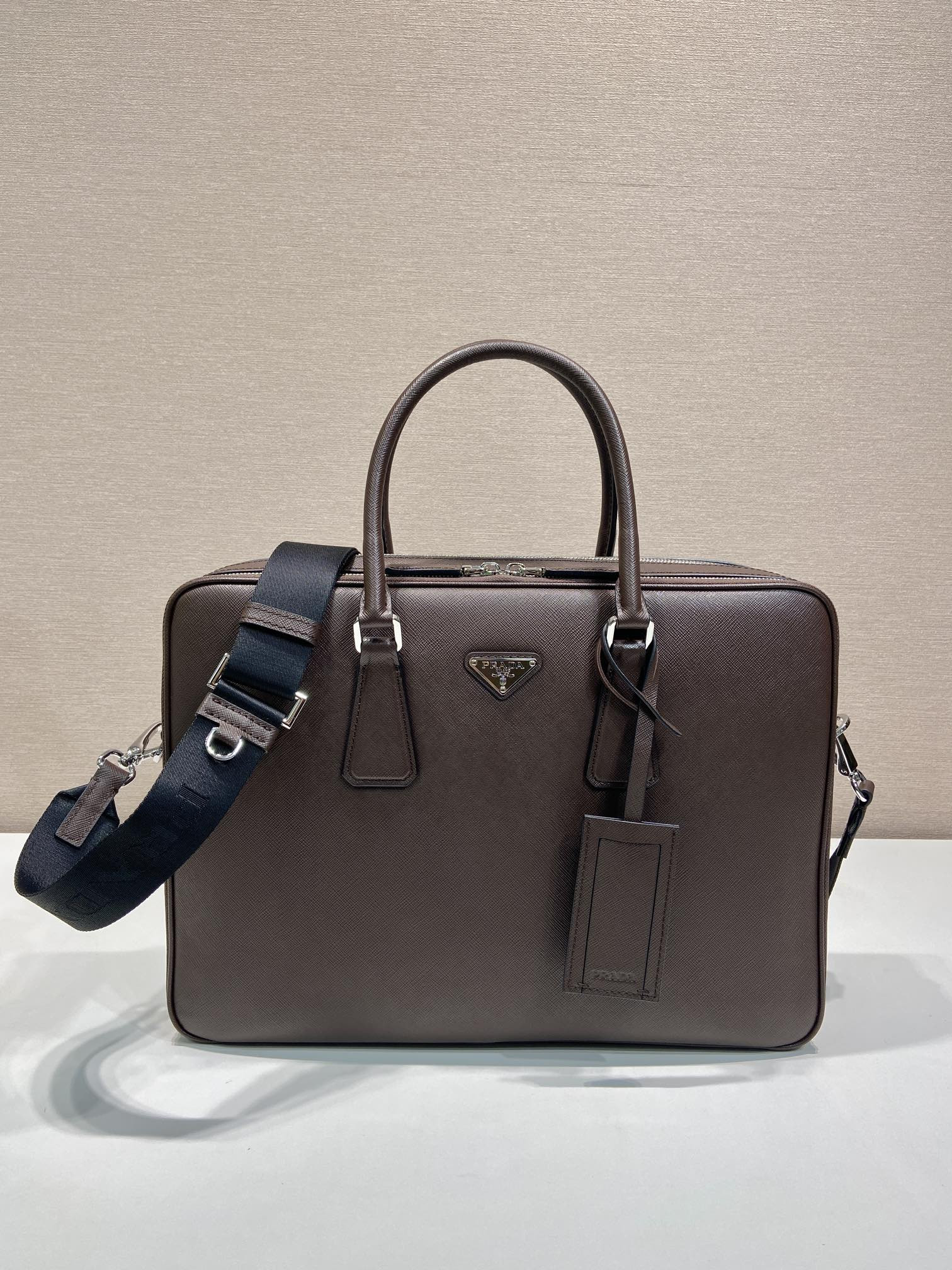 Pra*a 2vg039 saffiano leather tote bag-38*28*6.5cm