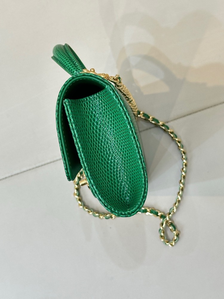 Ch@nel Calfskin Lizard Embossed Top Handle-25×10×3CM