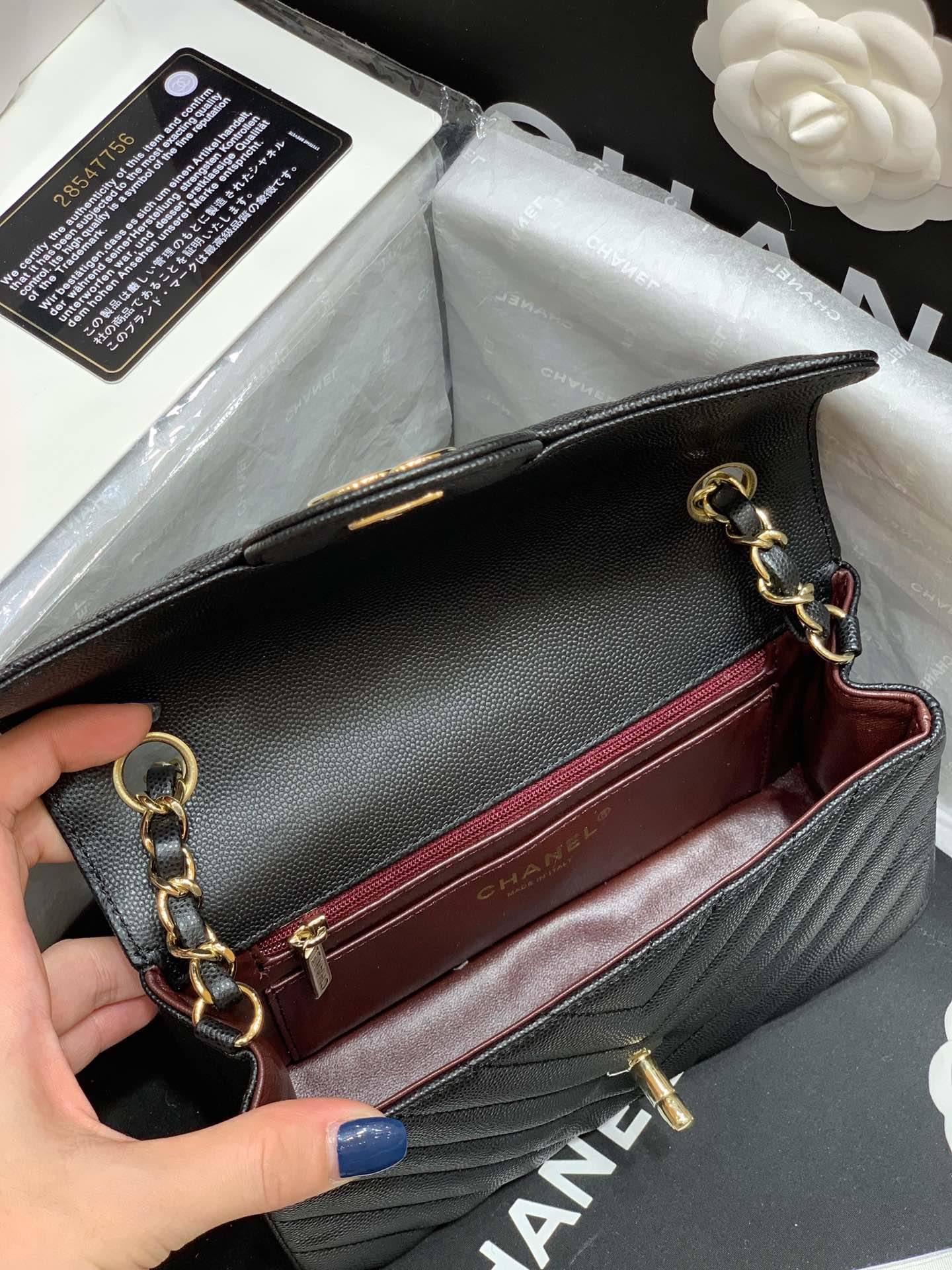 Ch@nel Flap Bag-Caviar-Gold Hardware-20CM