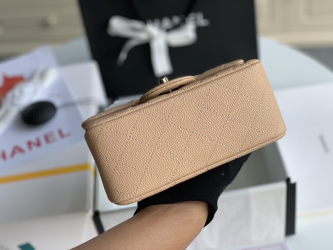Ch@nel Flap Bag-Caviar-Silver Hardware-17CM