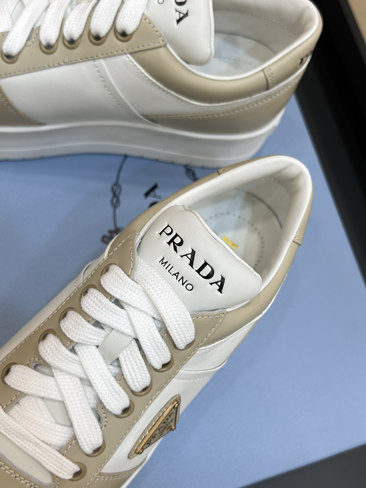 Pra*da Downtown Bold Leather Sneakers (Women)