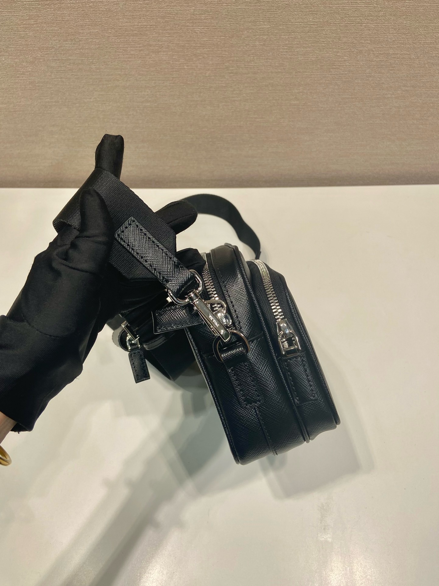 Pra*a shoulder bag saffiano travel nero black-2vh170-20*13.5*7cm