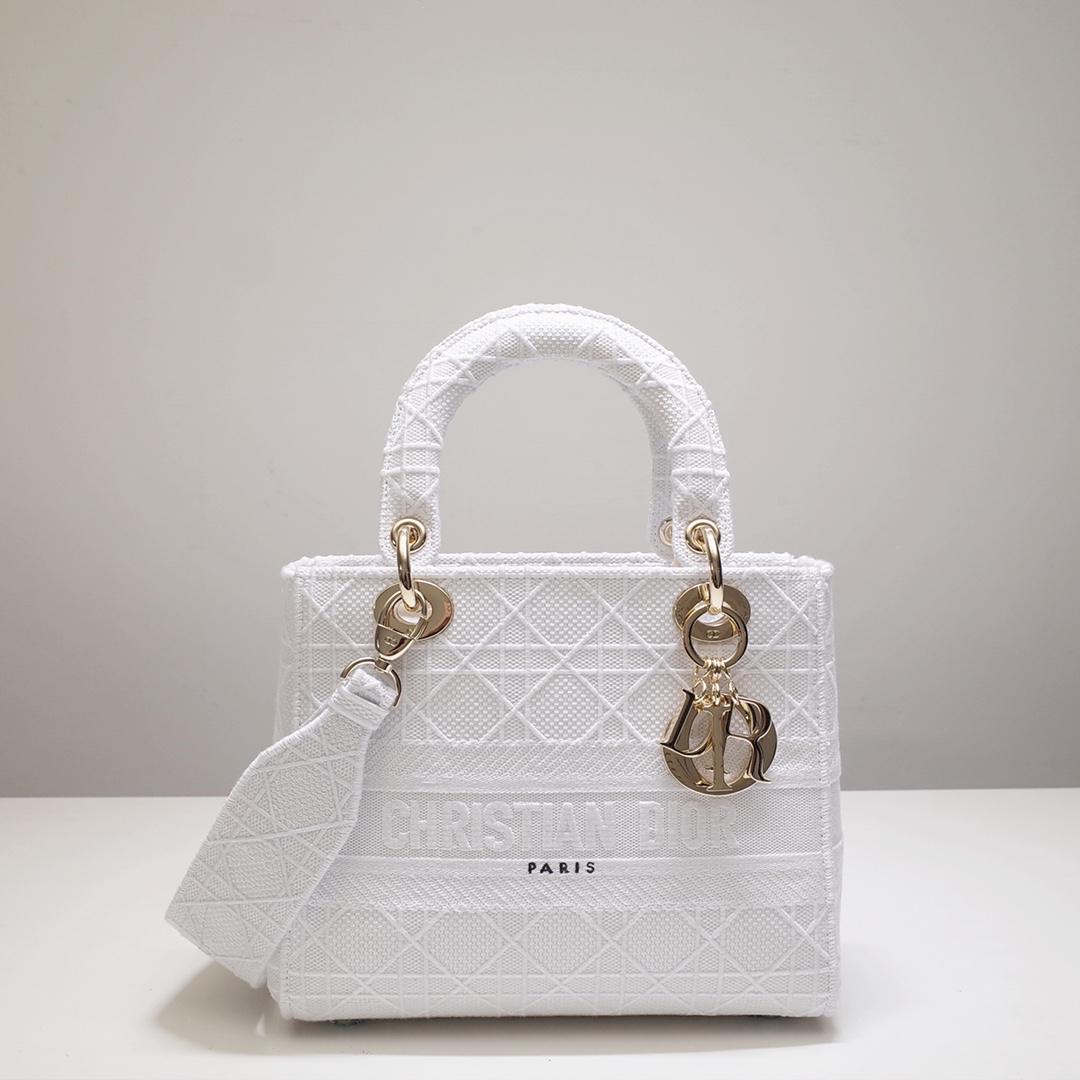 lady D*or handle bag with gold hardware-24cm