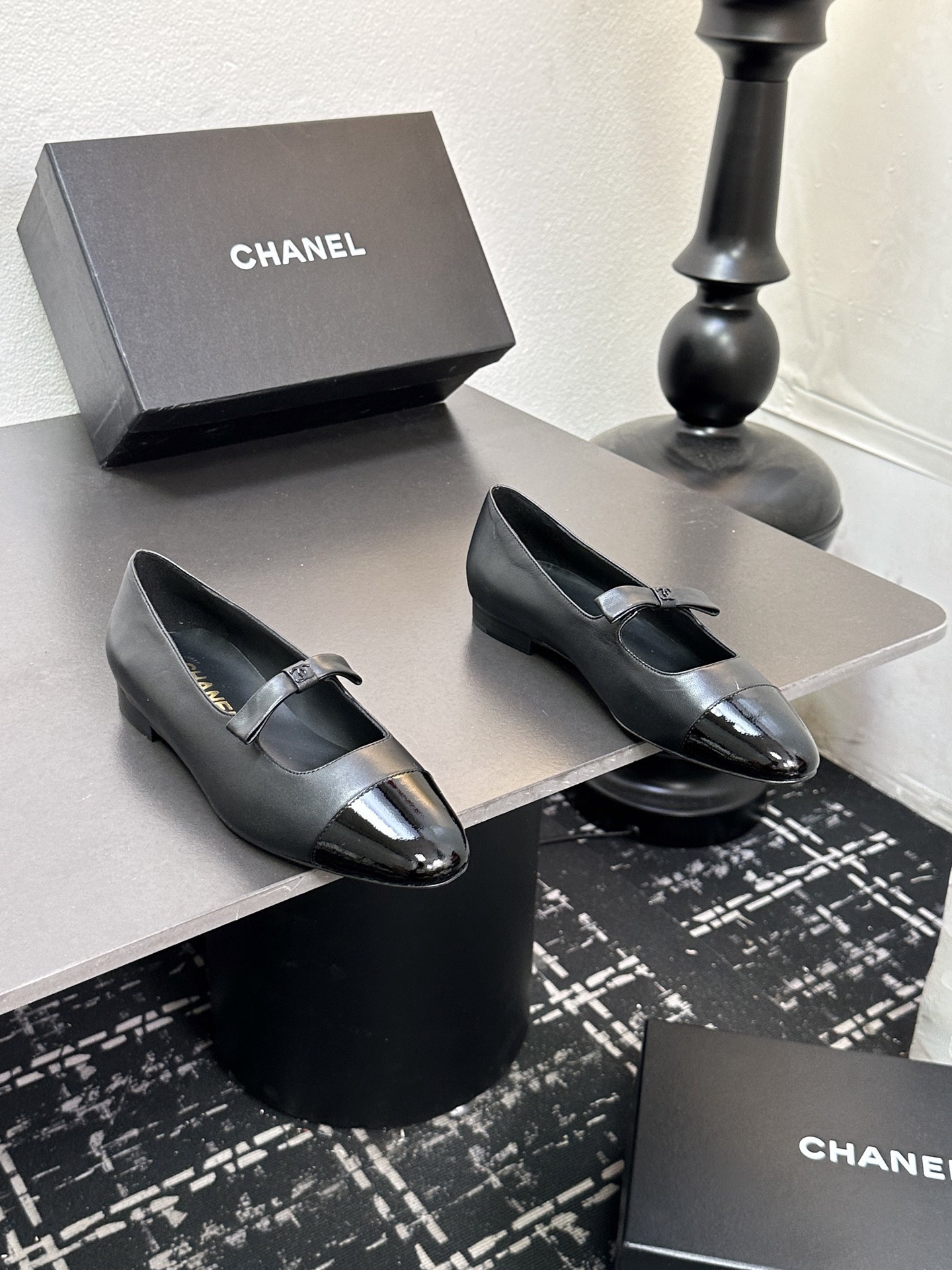 Chan*el Patent Calfskin Mary Janes Flats