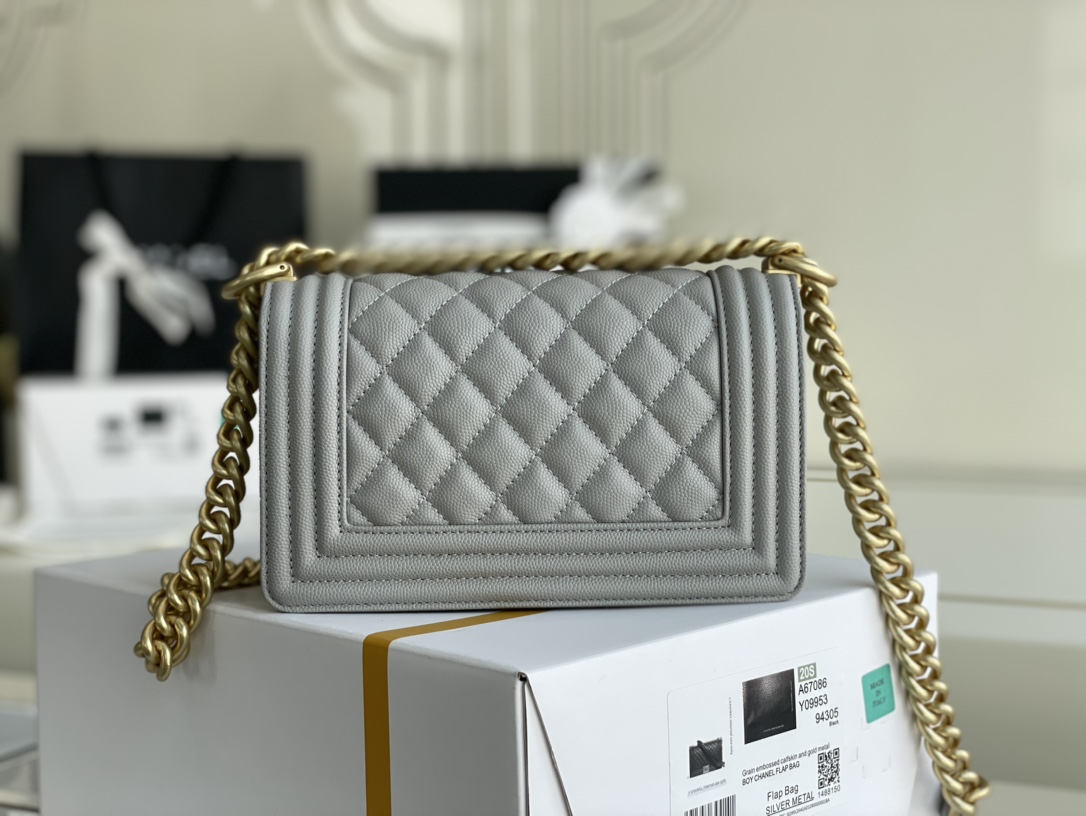 Ch@nel Boy Bag-Caviar-20CM