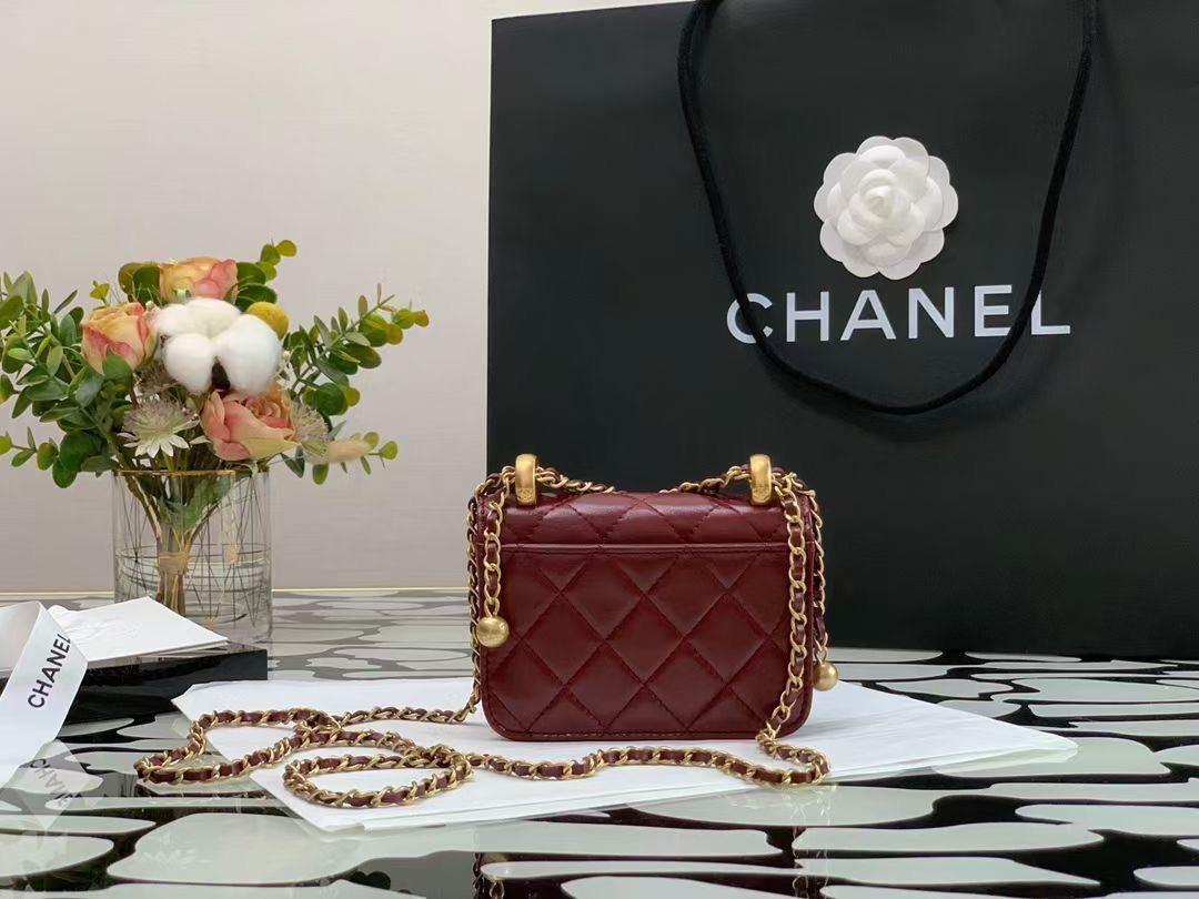 Ch@nel Quilted Pearl Crush Clutch With Chain Bag-12*9*2CM