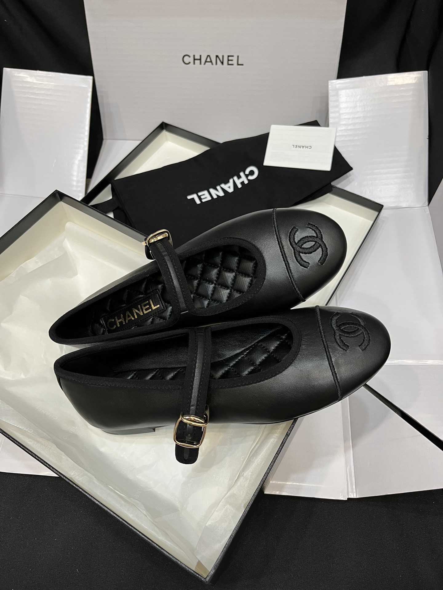 Cha*el Lambskin Mary Jane Flats