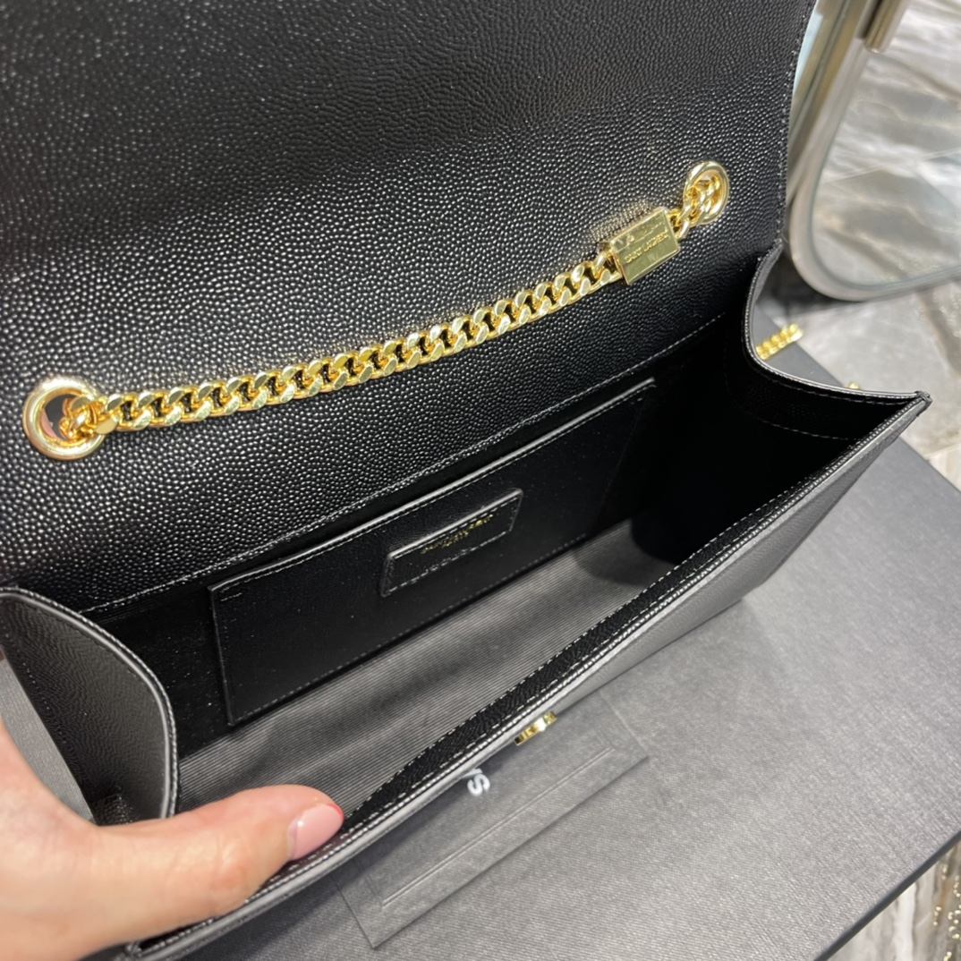 Y*L medium in grain de pouder embossed leather-24*14.5*5.5cm