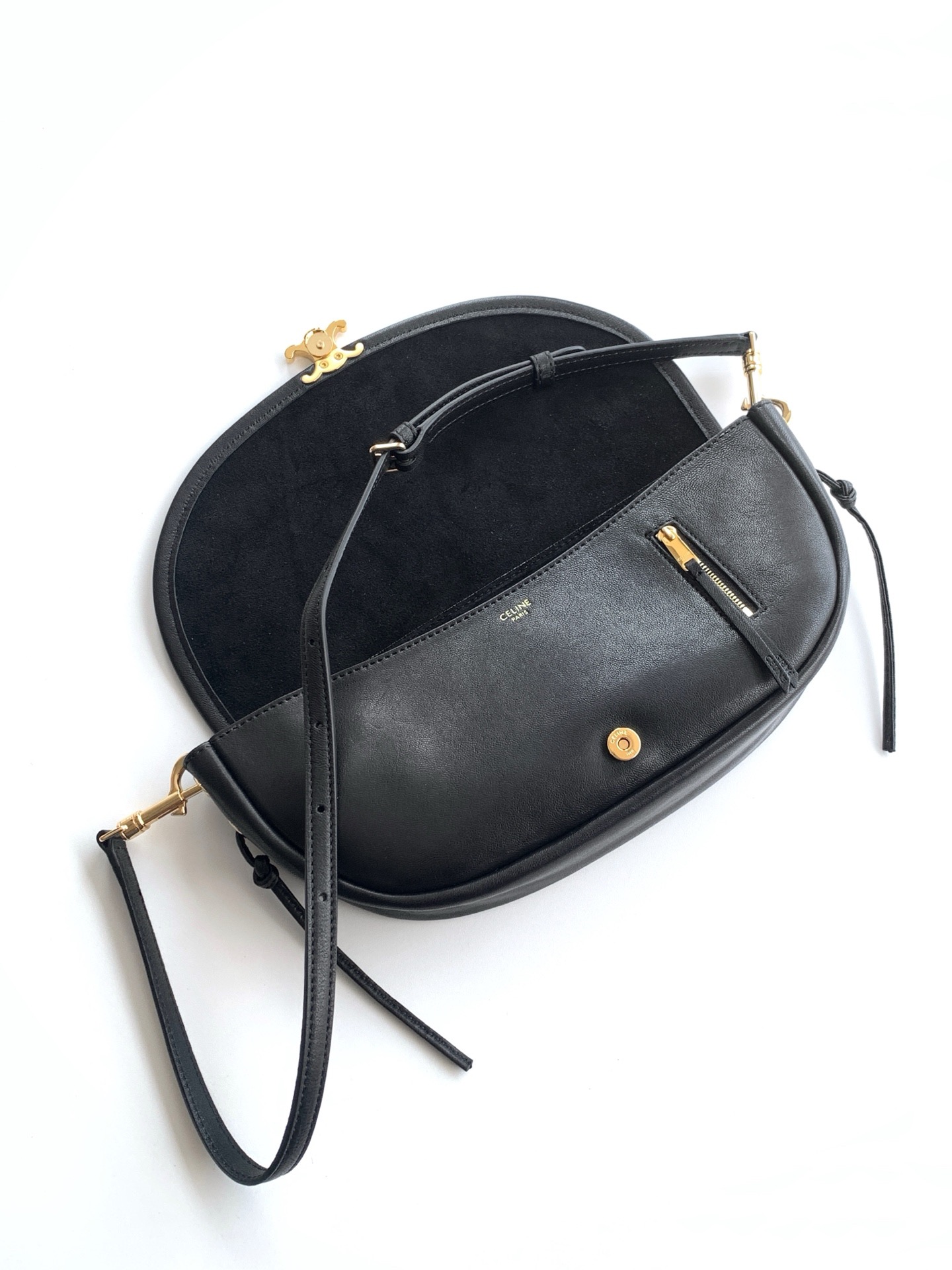 Cel*in Soft Triomphe Little Halfmoon in Shiny Lambskin -25*13*5CM
