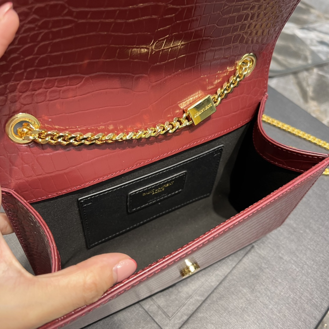 Y*L kate medium with tassle in crocodile leather-20x13.5x5.5ccm