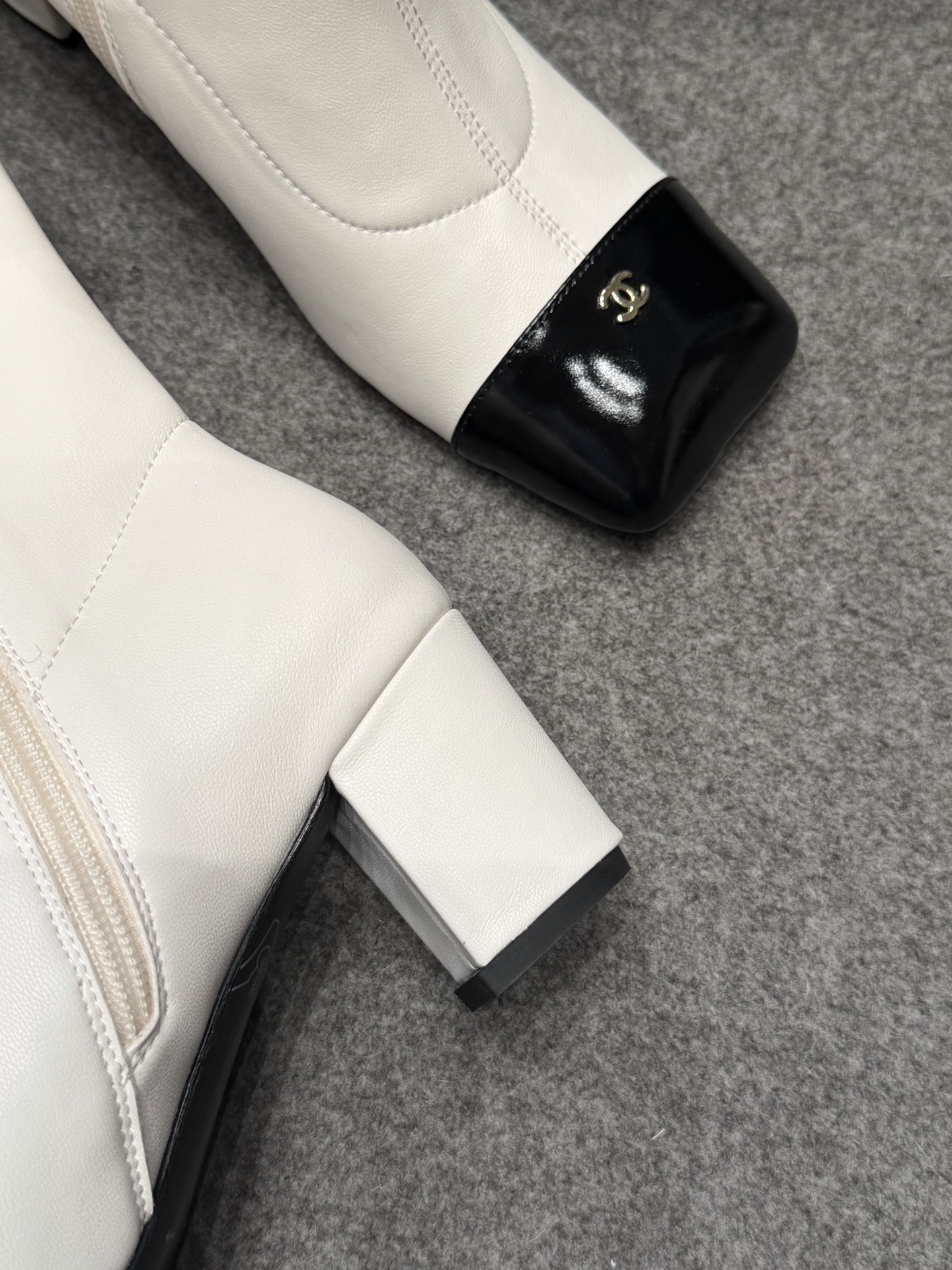 Ch@nel Stretch Lambskin Patent Boots