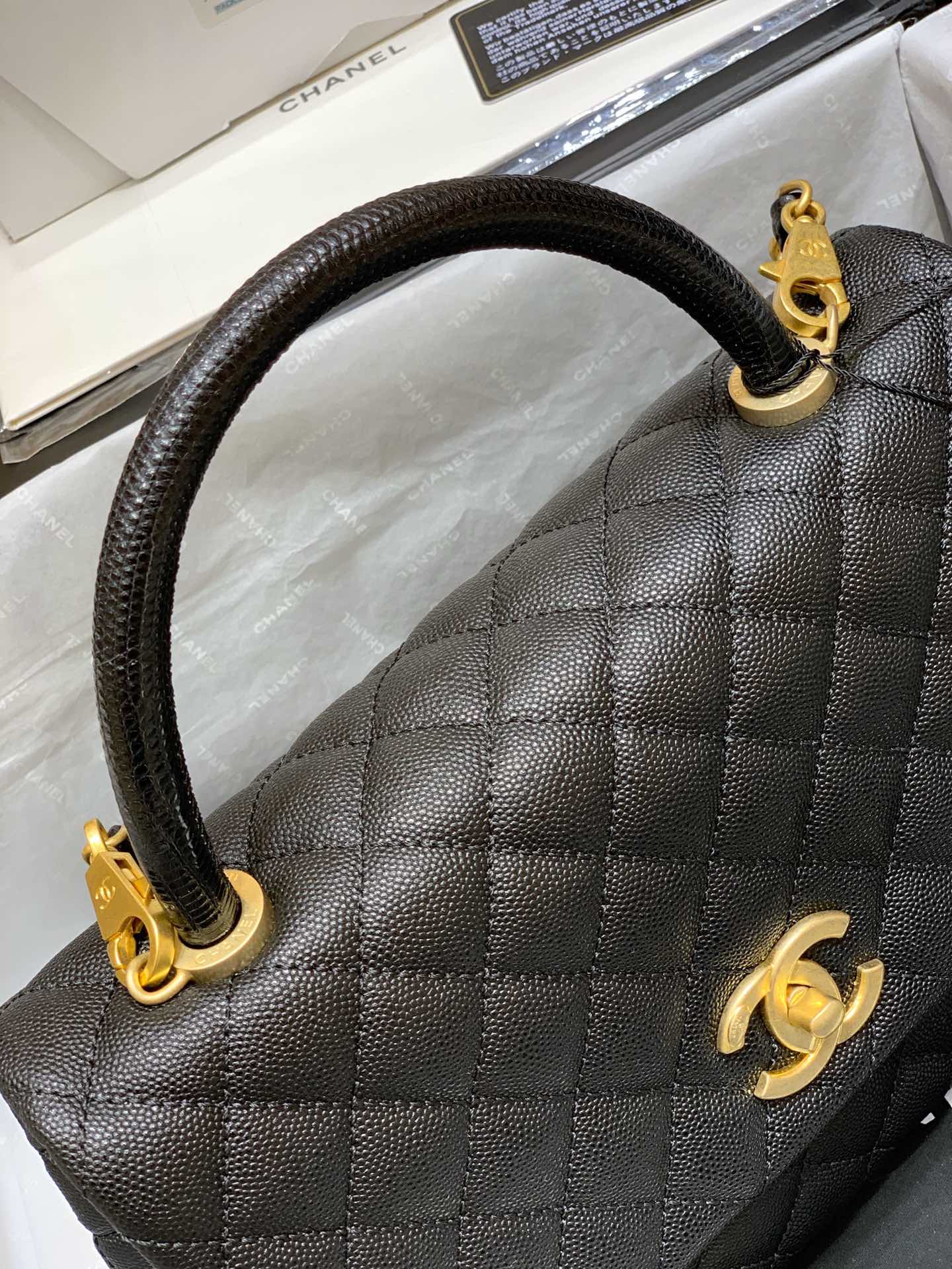Ch@nel Coco Handlebag-Lizard Handle-28CM
