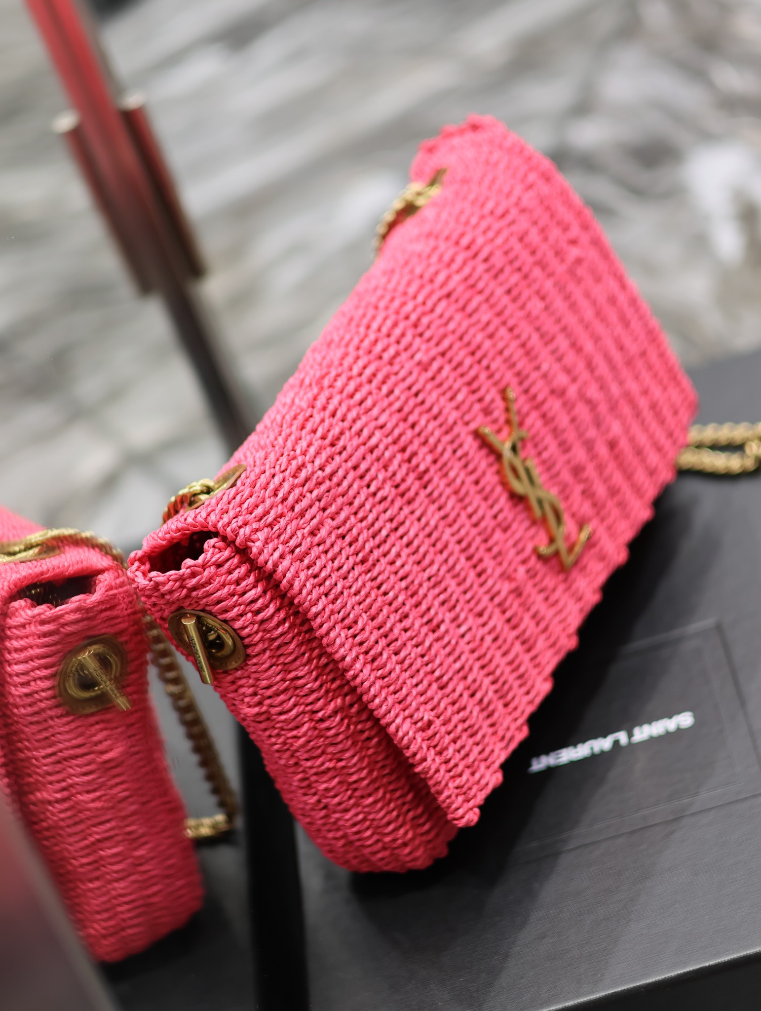 Y*L kate with raffia-28.5×20×6cm