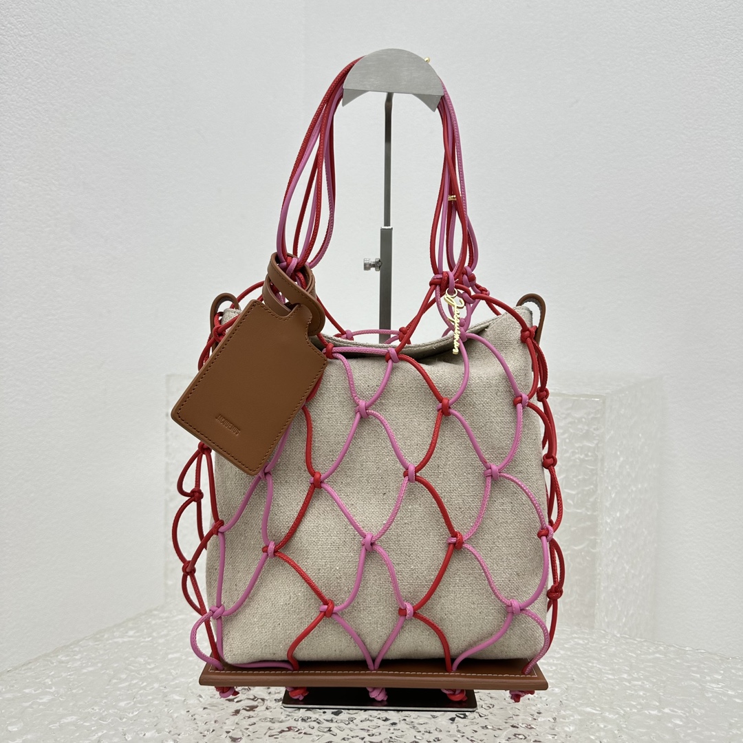 Ja*qvemvs mesh beach tote bag-23*42*11.5cm