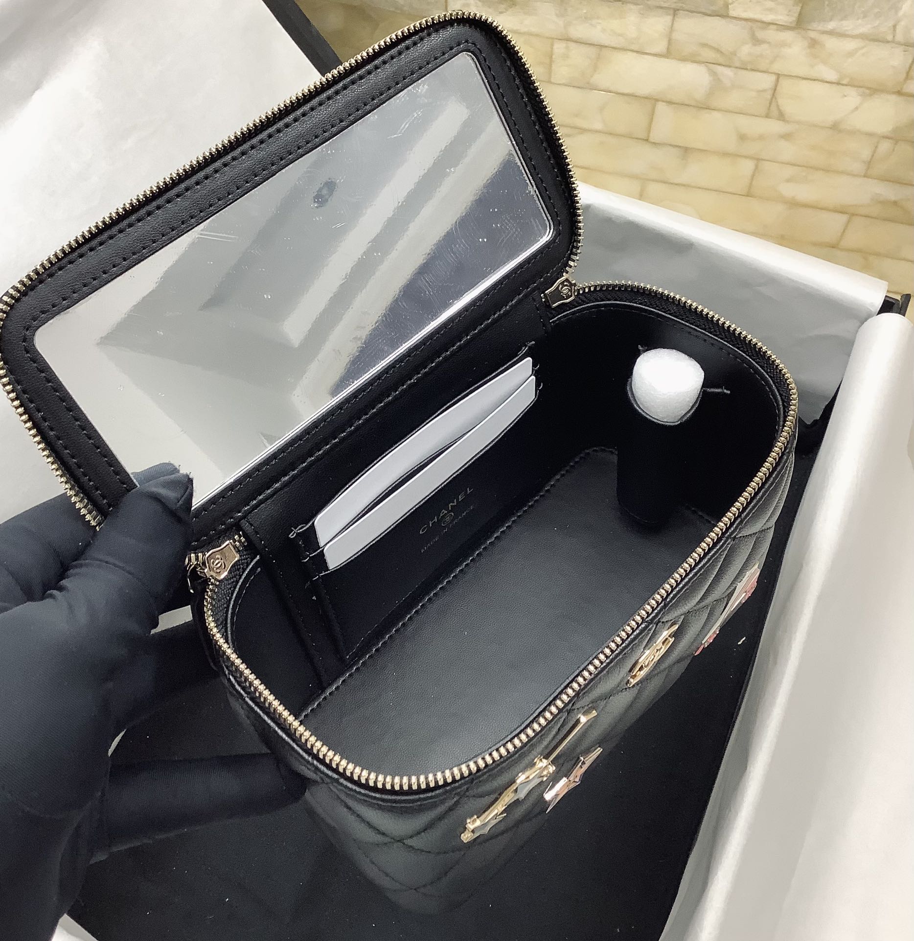 Ch@nel Cosmetic Bag-Lambskin-17*9.5*8CM