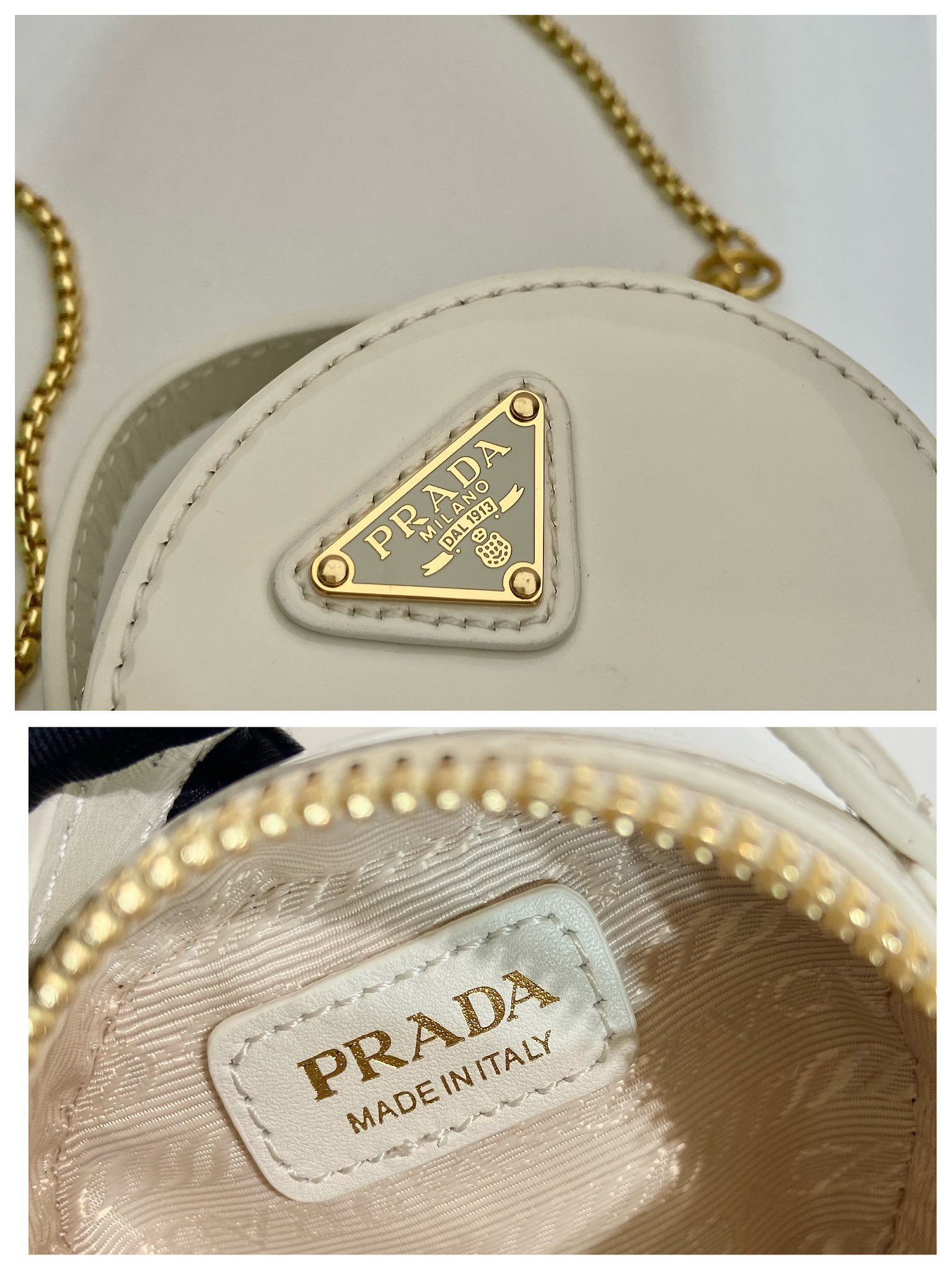 Pra*a 1nr023 mini round bag-8*8*3.5cm