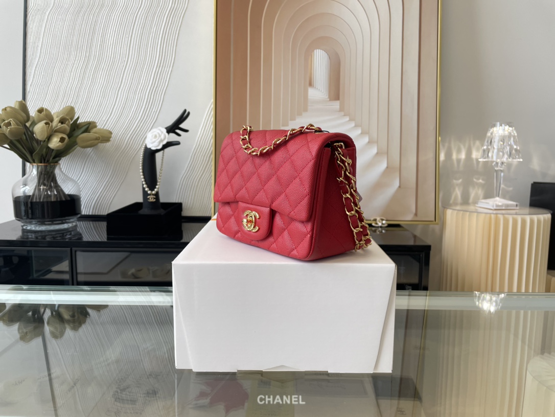Ch@nel Flap Bag-Caviar Leather-17CM
