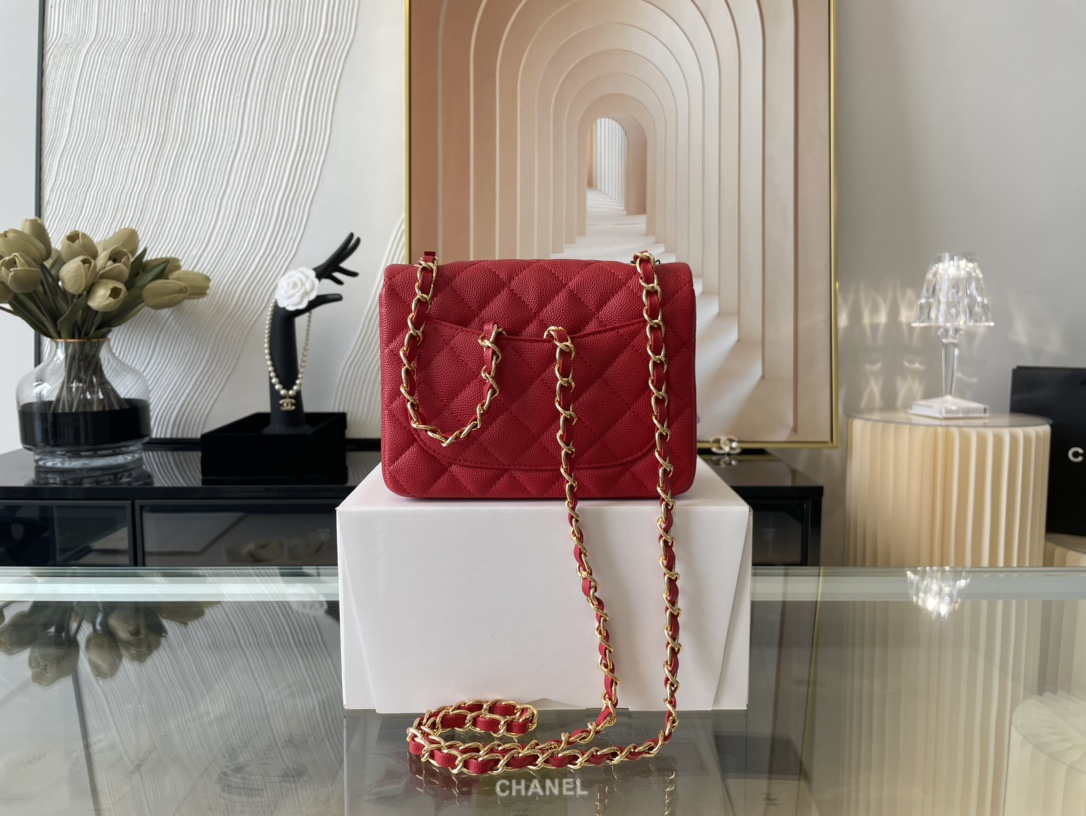 Ch@nel Flap Bag-Caviar Leather-17CM