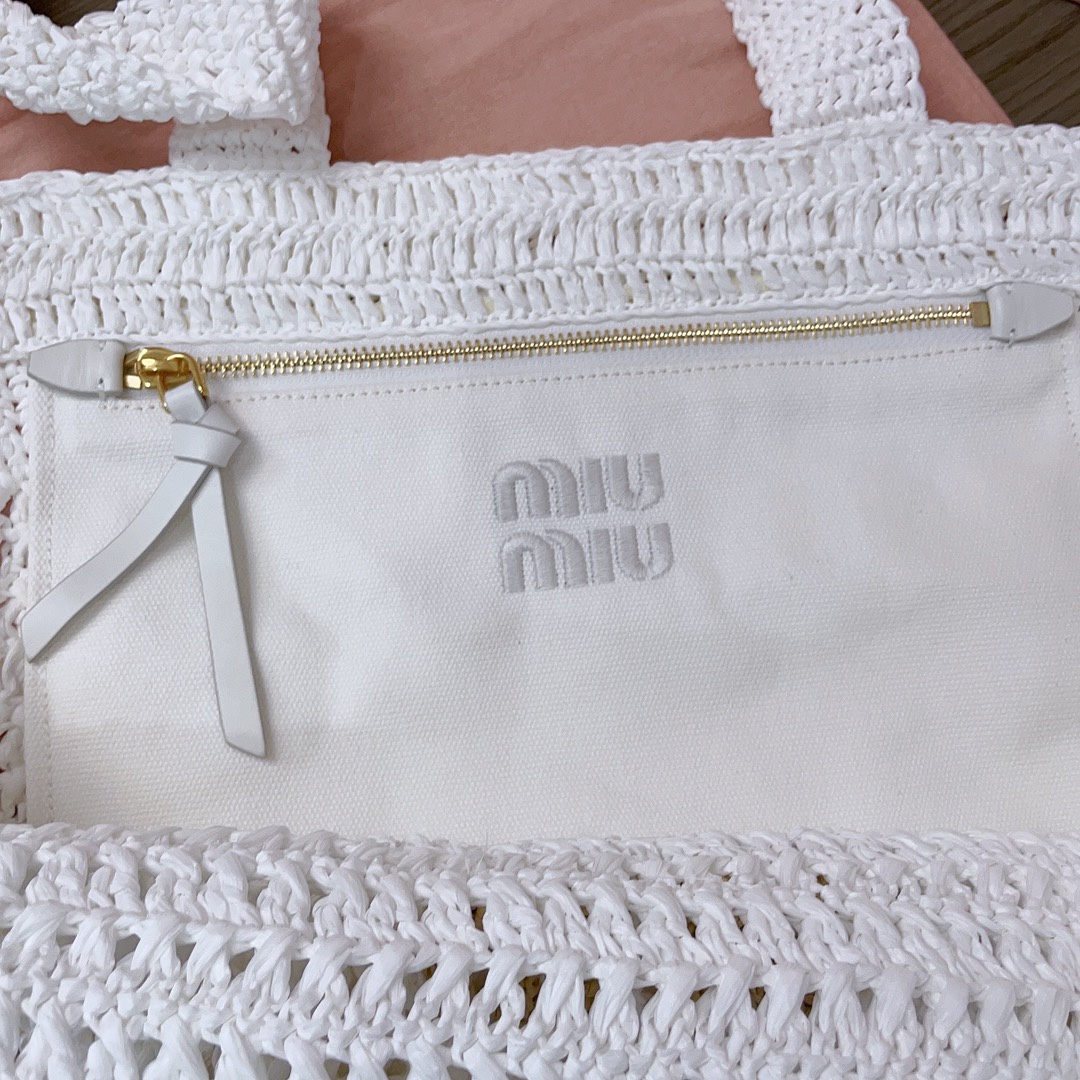 M*um*u crochet raffia tote bag-38.5x 40 x10cm