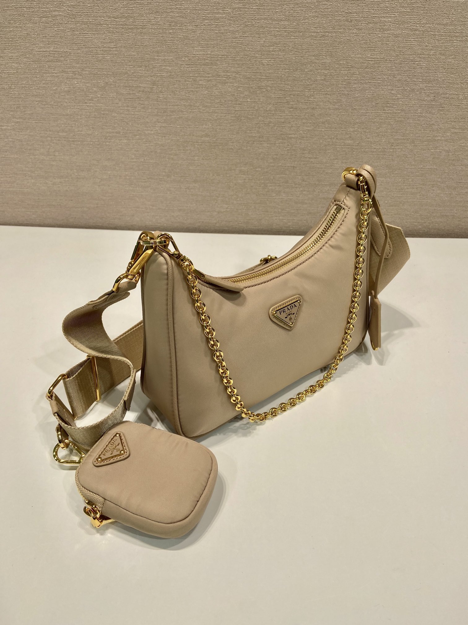 Pra*a nylon hobo bag-1bh204-22*12*6cm