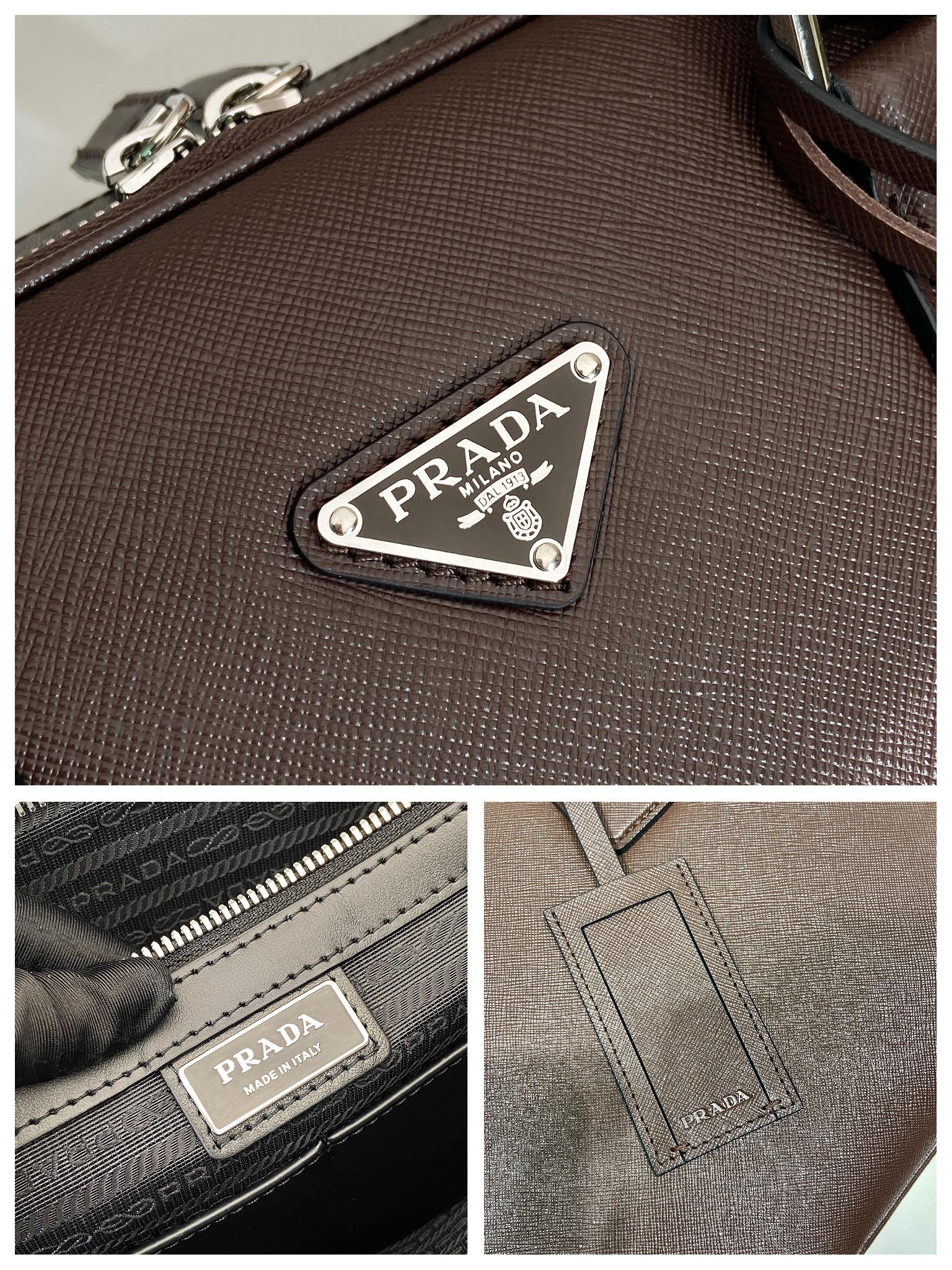 Pra*a 2vg039 saffiano leather tote bag-38*28*6.5cm