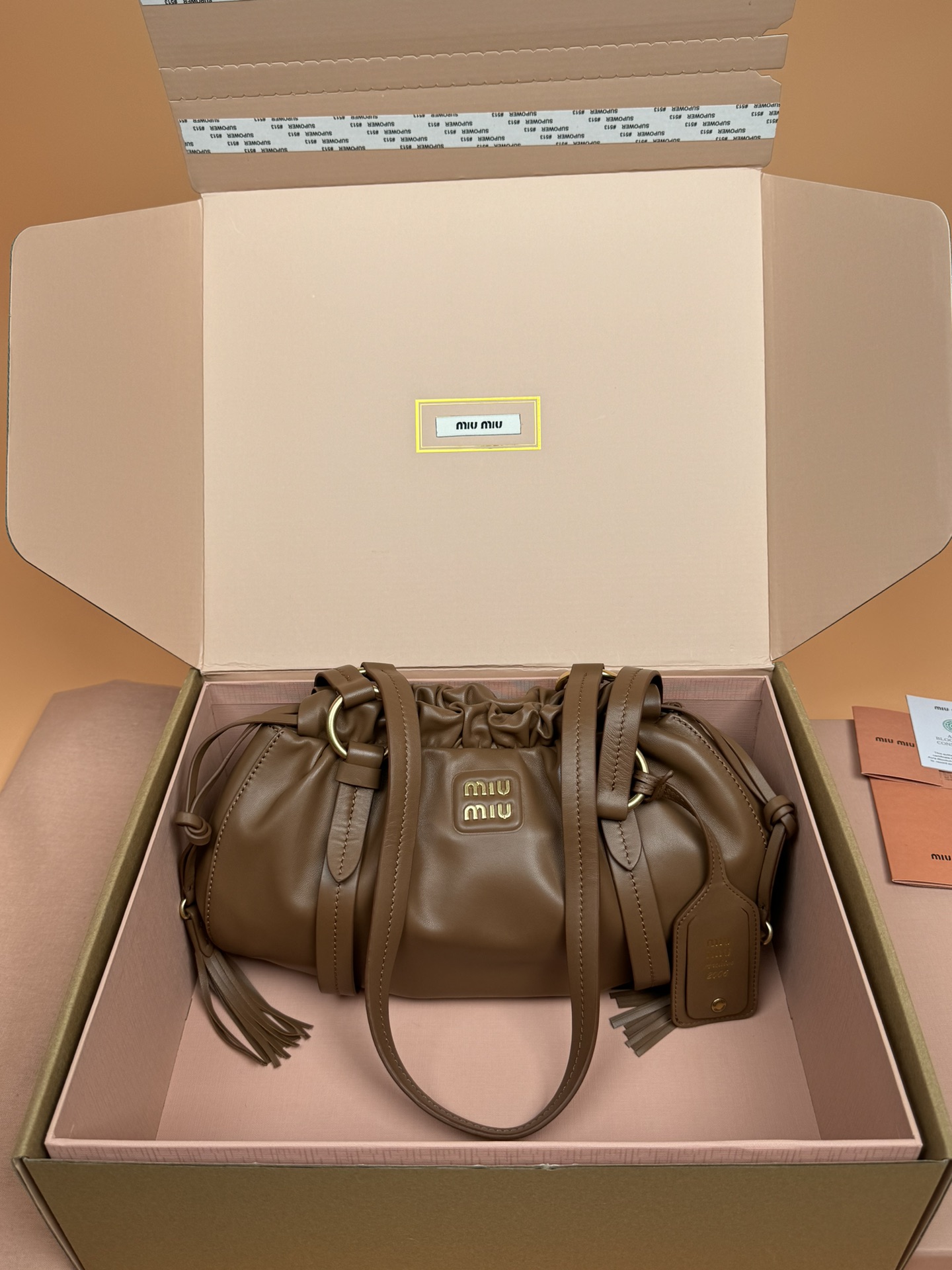 M1um1u joie nappa leather bag-32*16*10.5cm