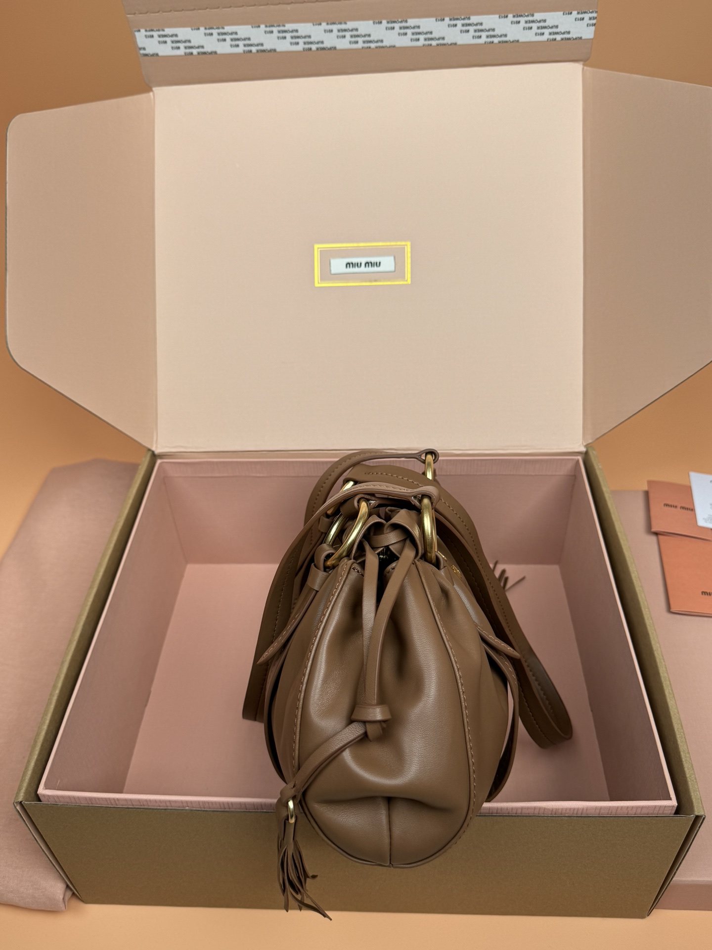 M1um1u joie nappa leather bag-32*16*10.5cm
