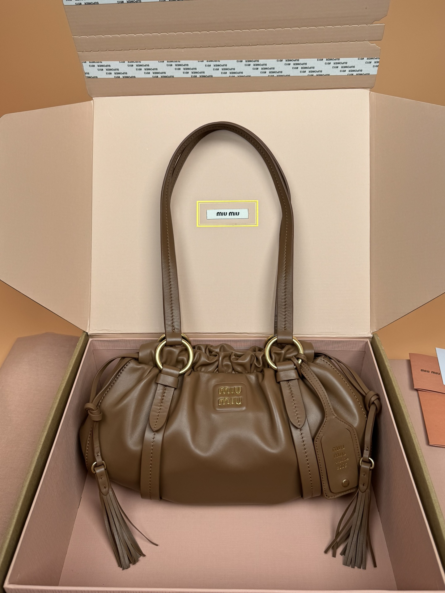 M1um1u joie nappa leather bag-32*16*10.5cm