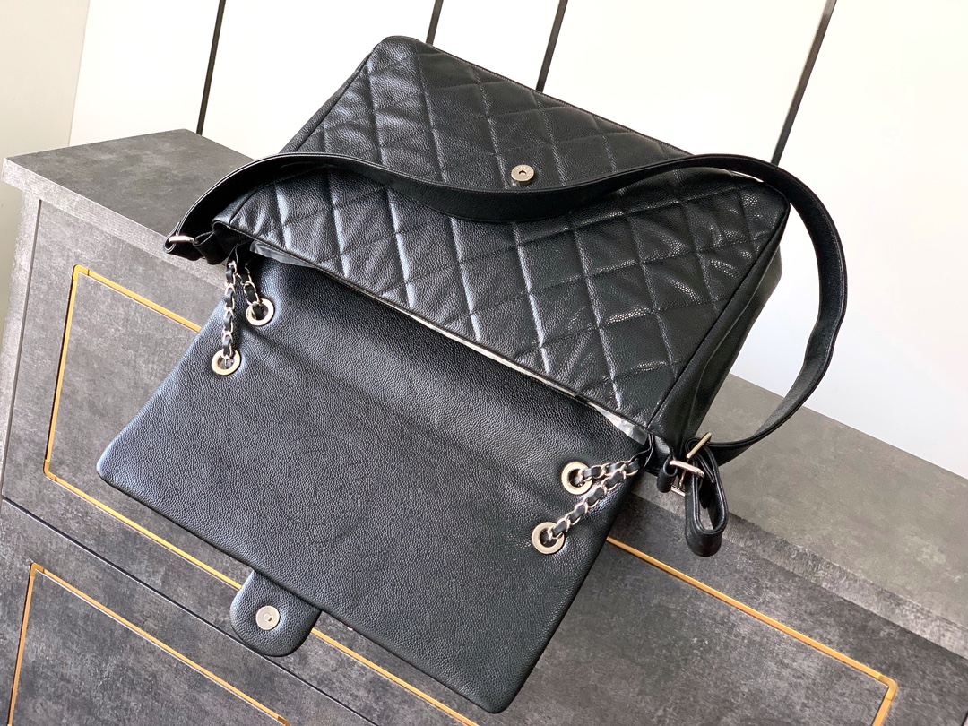 Ch@nel Black Cambon Large Tote-43CM