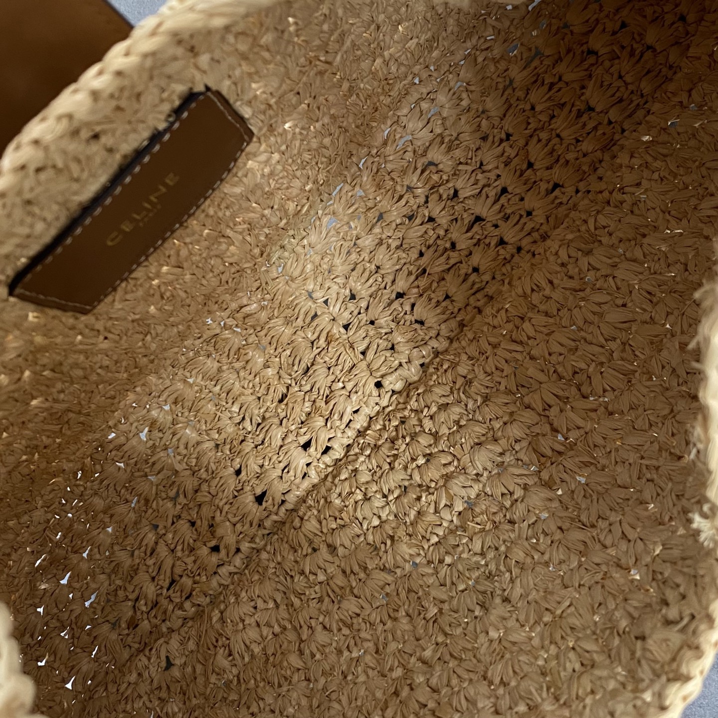 Ceili Cabas Triangle in Raffia and Calfskin-20*21*10CM