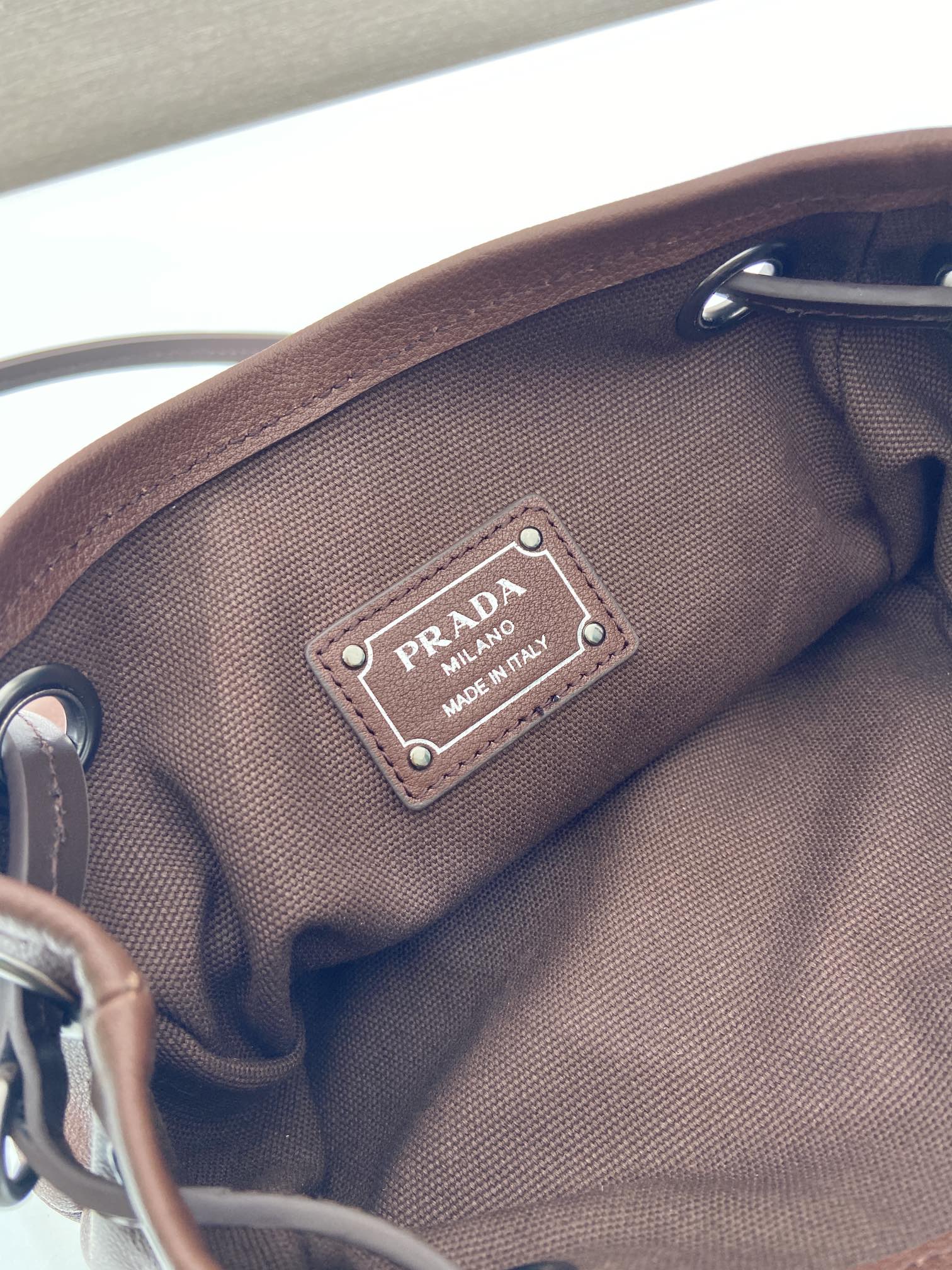 Pra*a Cocoa Brown Leather Shoulder Bag-1BC293-25*24CM