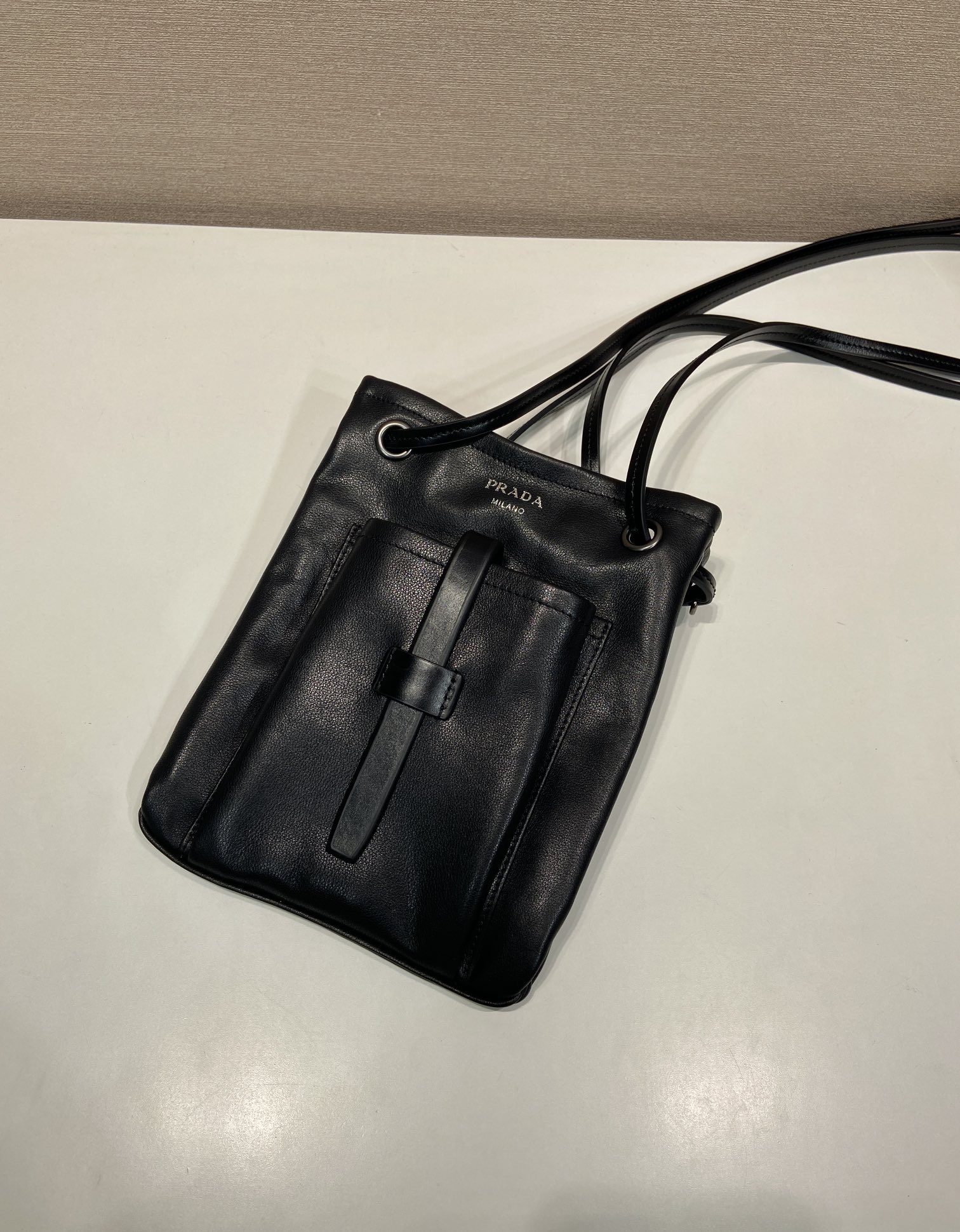 Pra*a Cocoa Brown Leather Shoulder Bag-1BC293-25*24CM