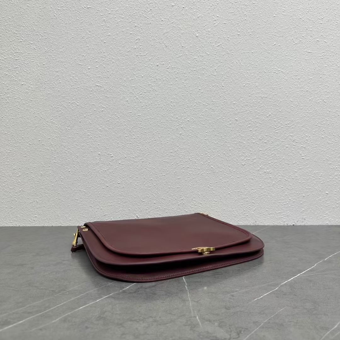 Celin* Soft Triomphe Besace Leather Shoulder Bag-32x7x27CM