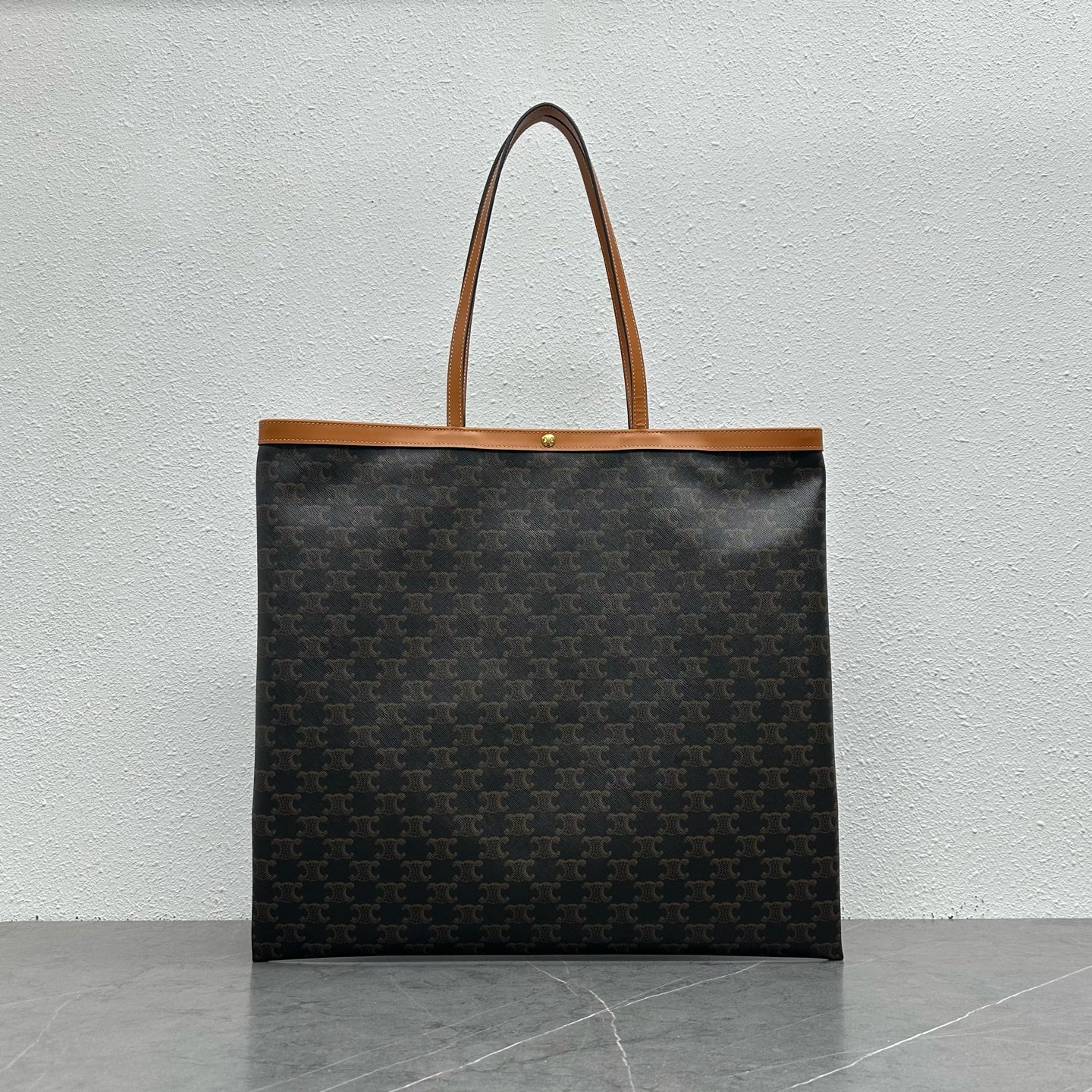 Ce*line Large Flat Triomphe Canvas & Leather Shopper Tote-42x45.5x0.5CM