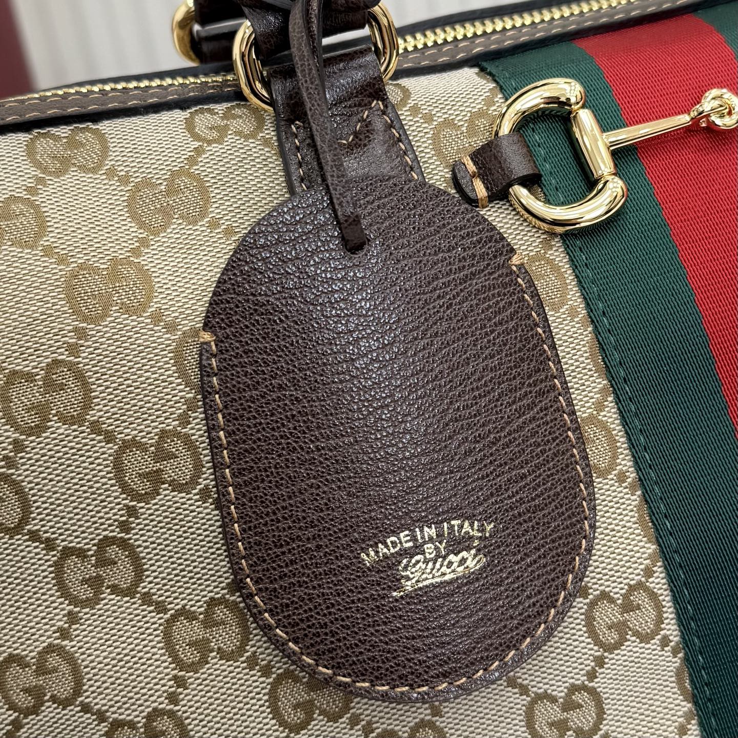 Gv*c* Borsetto Large Boston Bag In Sand And Brown GG canvas-38.5*22.5*13CM