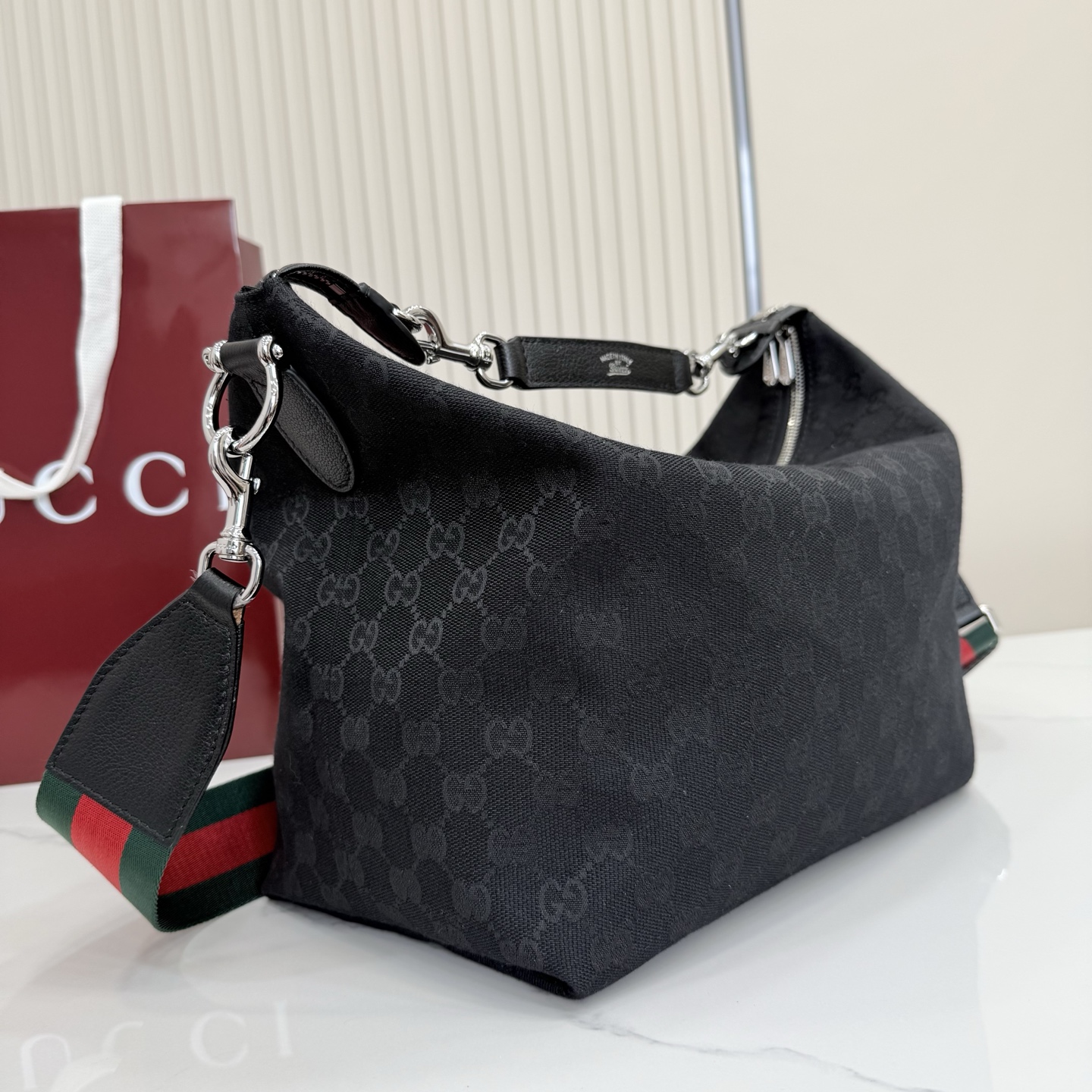 Gv*c* Brera Medium Crossbody Bag In Black Canvas-33*27*15CM