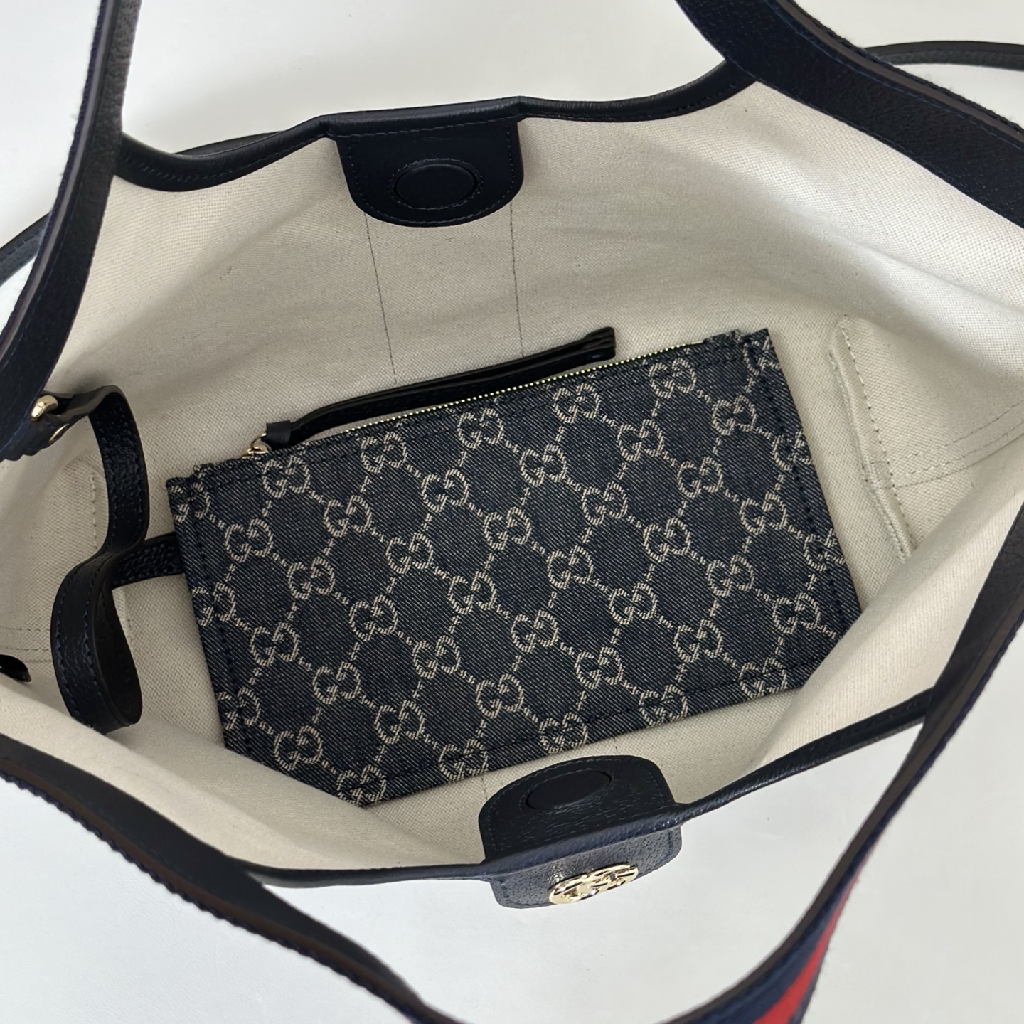 Gvc*1 Giglio Small Tote Bag in Blue and White GG Denim-25*20*15CM
