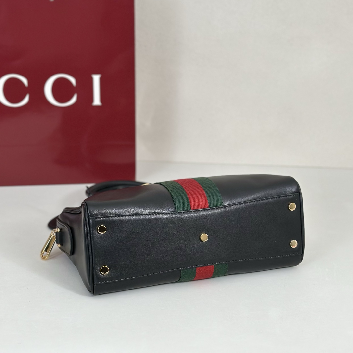 Gvc*1 Borsetto Medium Soston Bag In Black Leather-28*15*10CM