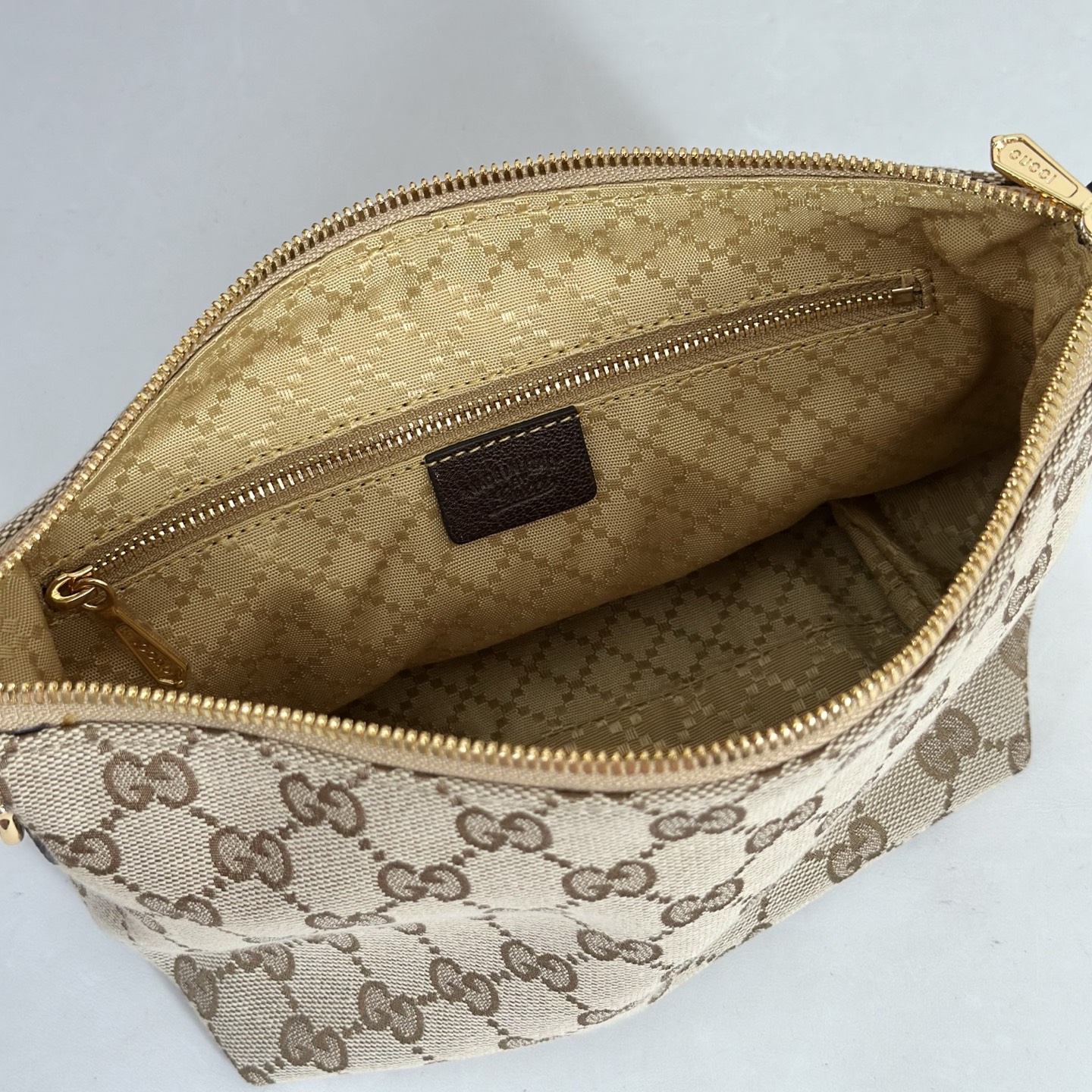 G*ucc* Brera Small Crossbody Bag In Sand And Brown GG Canvas-25.5*14*8CM
