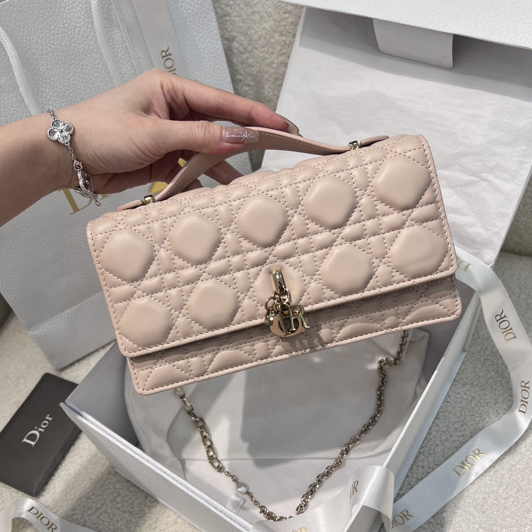Diro My D10r Mini Bag Powder Pink Cannage Lambskin-21*11.5*4.5CM
