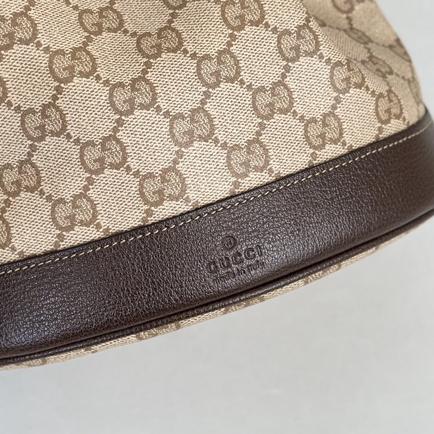 Guc*ci Venice Bucket Bag In Sand And Brown GG Canvas-20.5*23*14CM