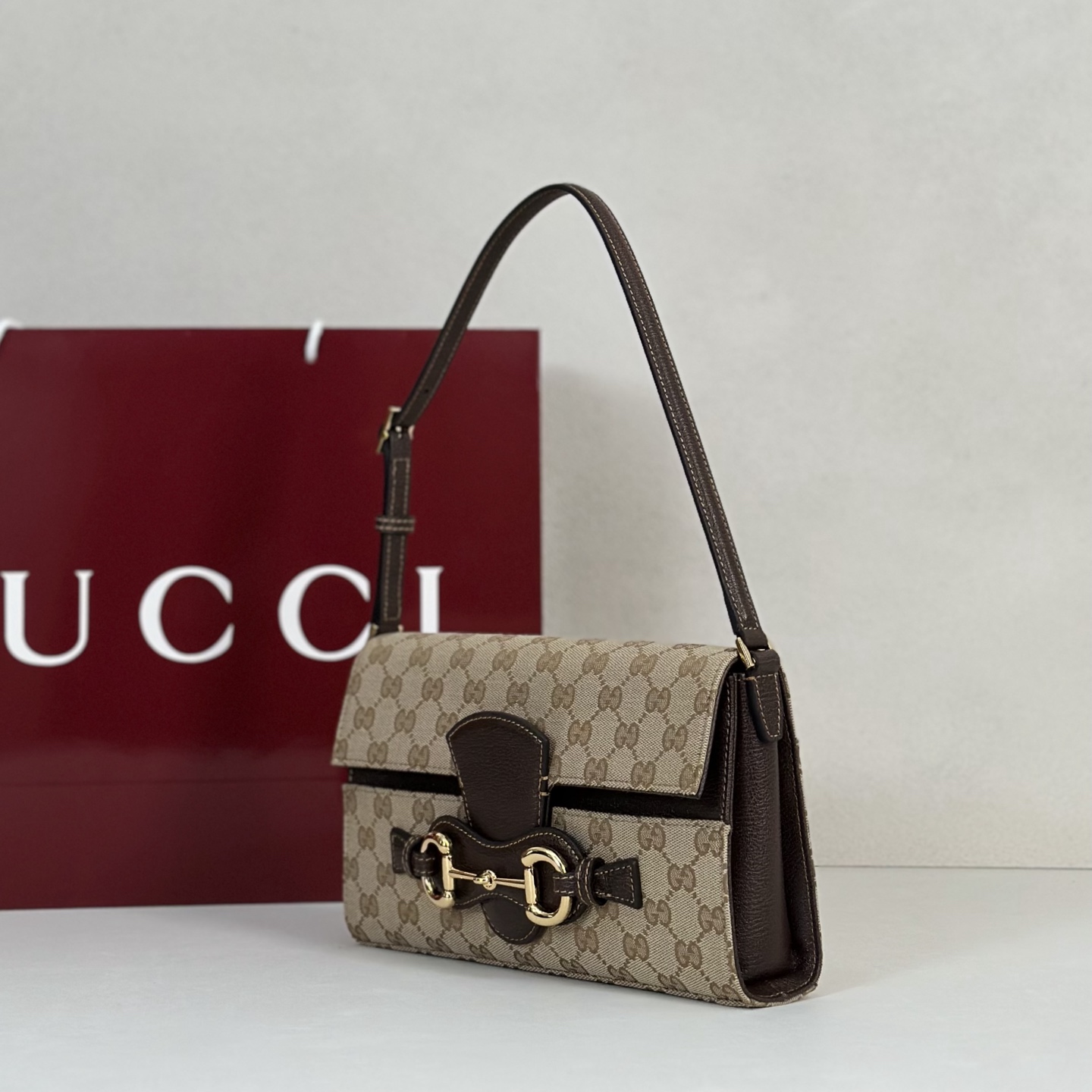 Guc*ci Horsebit Ristretto Bag-26*4.5*14.5CM