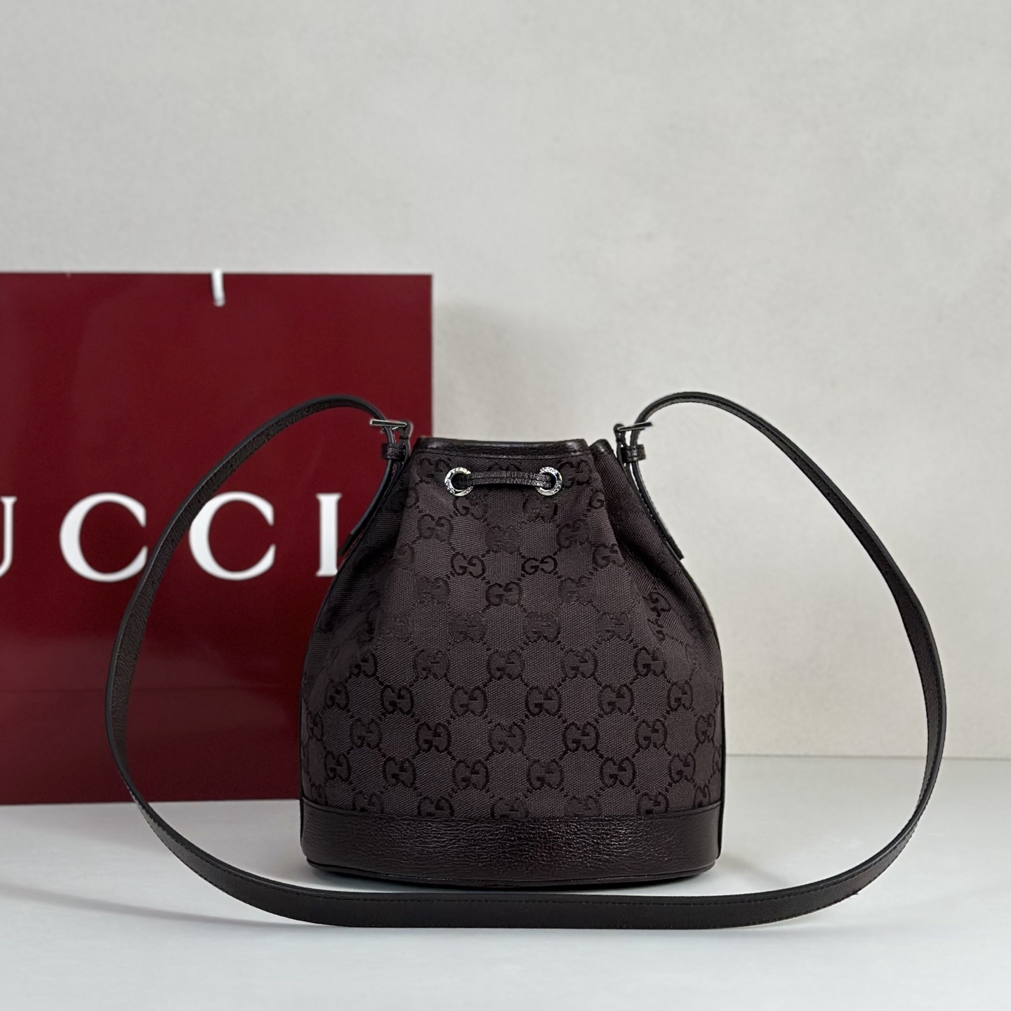 Guc*ci Venice Bucket Bag GG Canvas-20.5*23*14CM