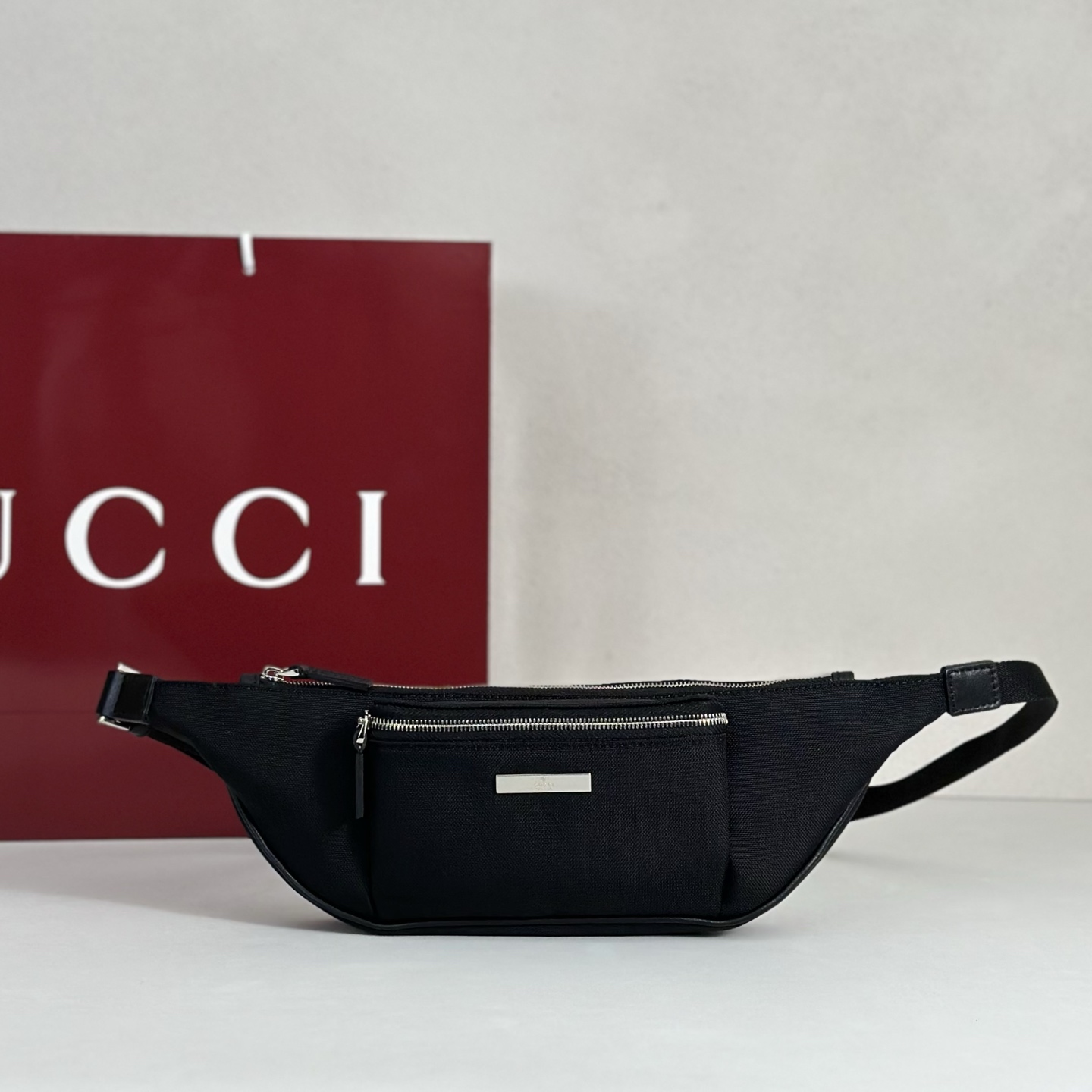 Guc*ci Tag Small Crossbody Bag In Black GG Canvas-20*10.5*2.5CM