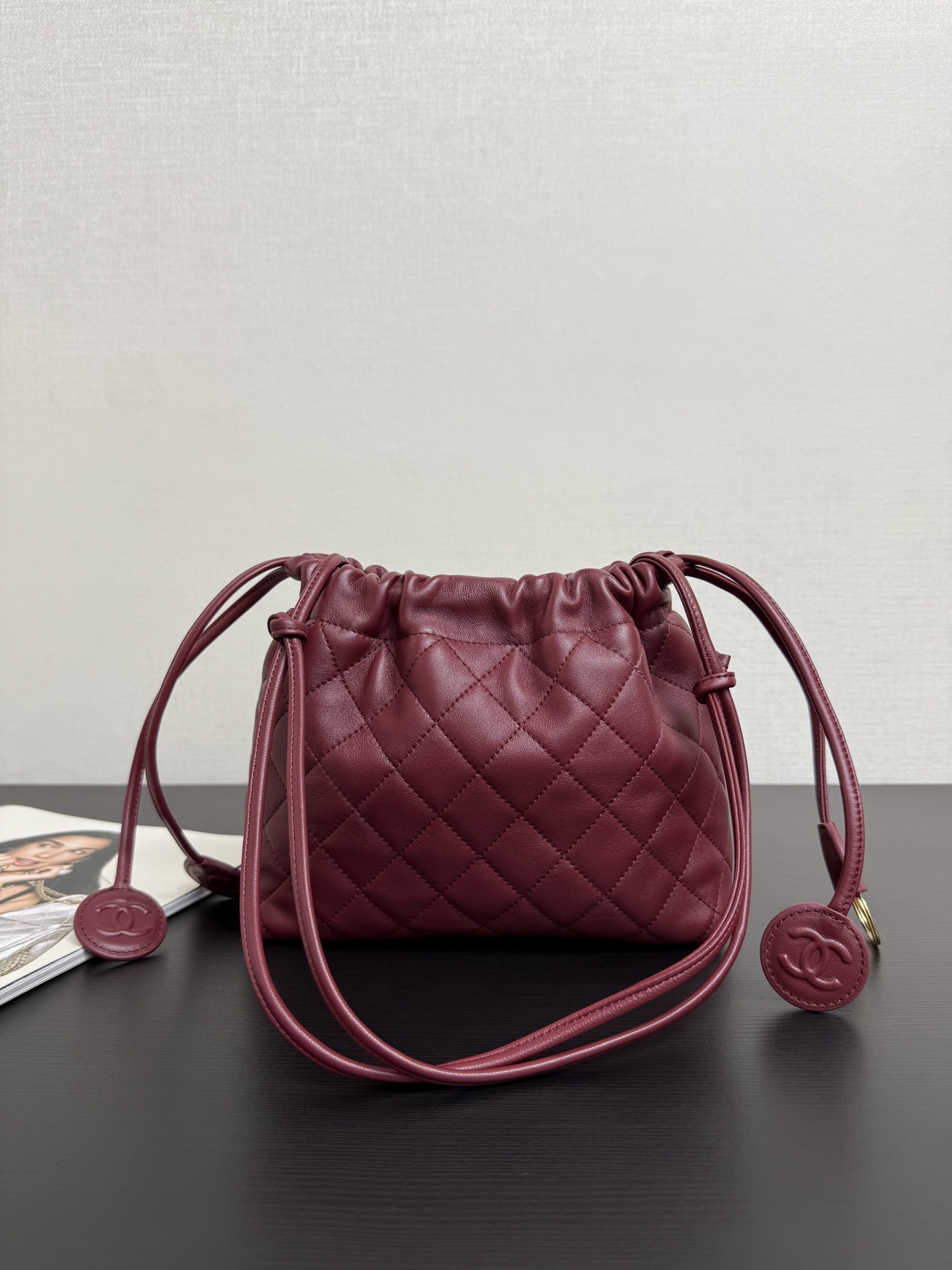 Ch@Nel Cc Chain Bucket Drawstring Bag-28*18*8CM