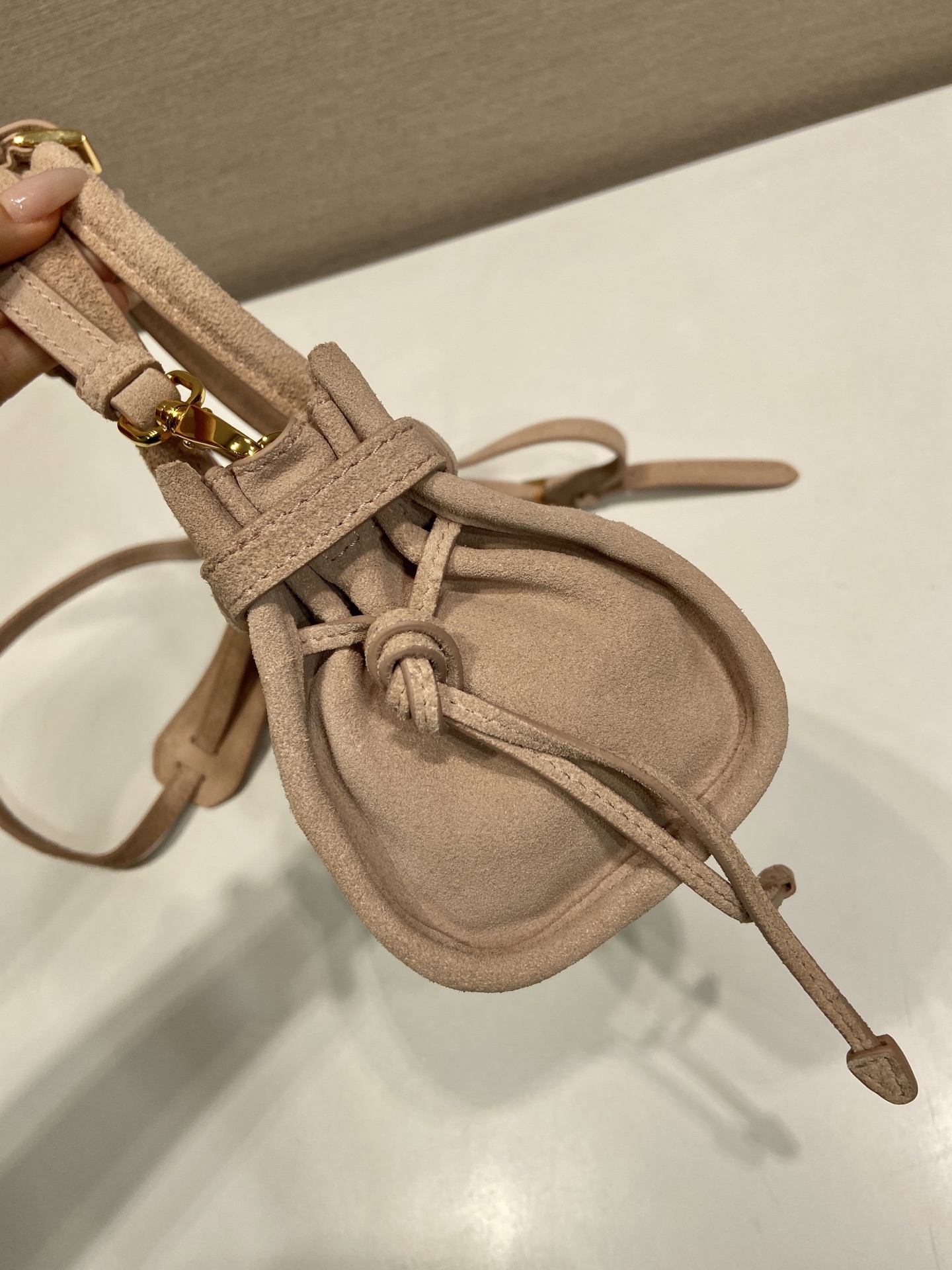 Pra*a Bonnie Suede Handbag-23.5*12*9CM