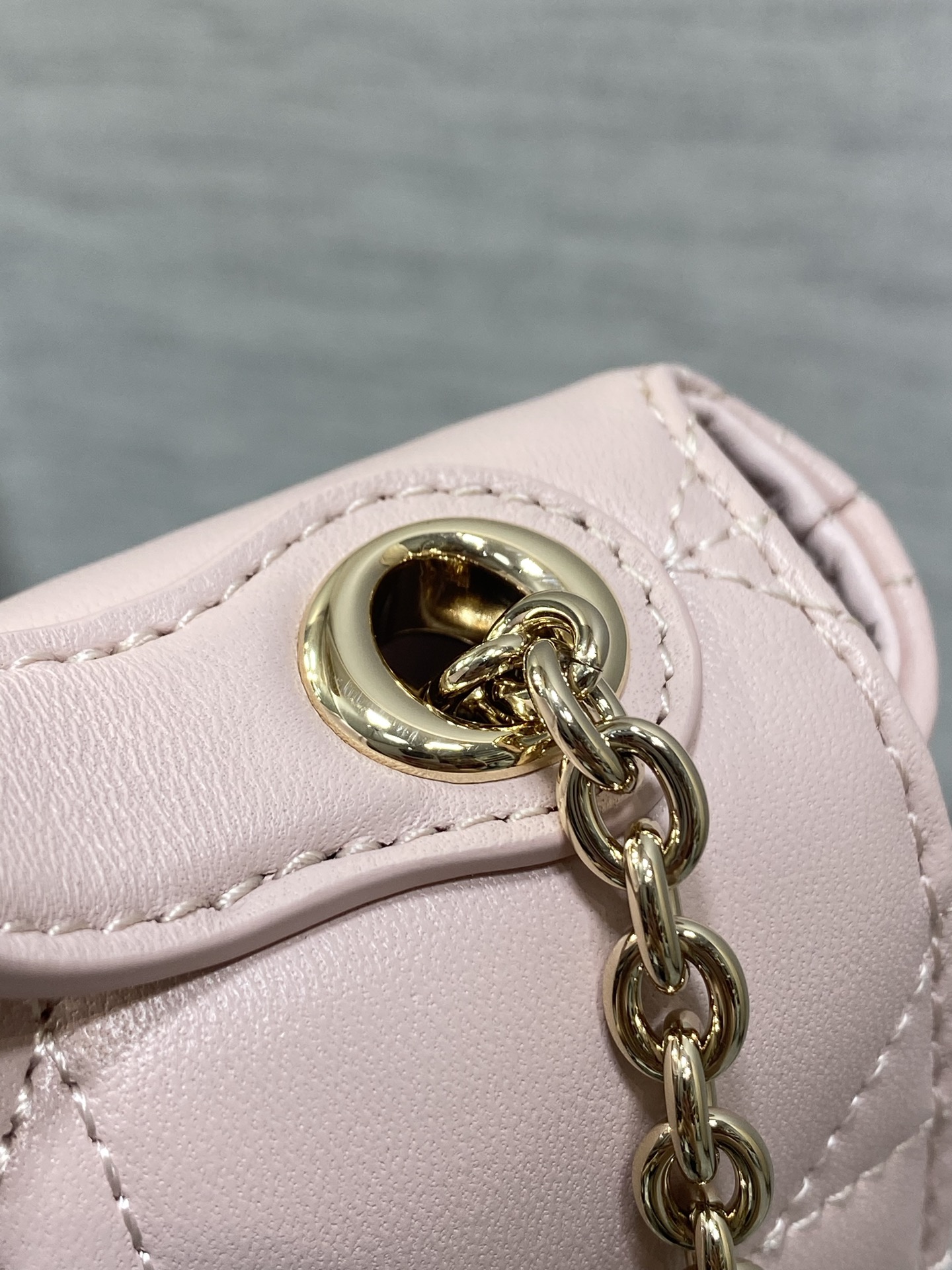 Diro Mini Bag with Chain Soupir Pink Macrocannage Lambskin-21*11.5*7CM